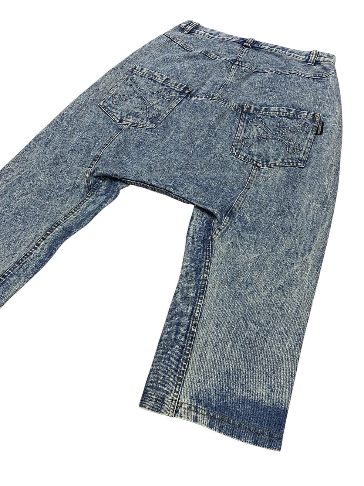 Japanese Brand Super Lovers Ripped Distressed Drop Crotch Baggy Jeans Size 28" / US 6 / IT 42 - 22 Thumbnail