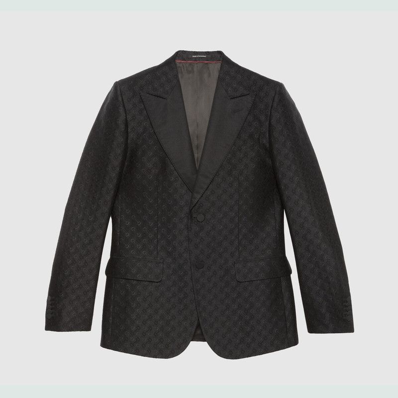 Gucci o1s1wg110426 Wool Silk Horsebit Formal Jacket in Black Size US M / EU 48-50 / 2 - 1 Thumbnail