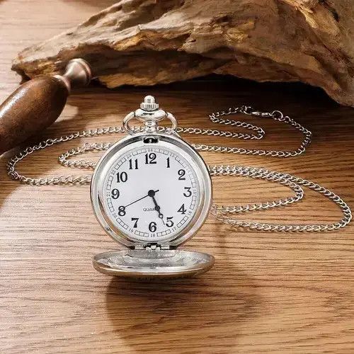 The Greatest Dad Quartz Pocket Watch Fob Chain Necklace in Silver, Men's