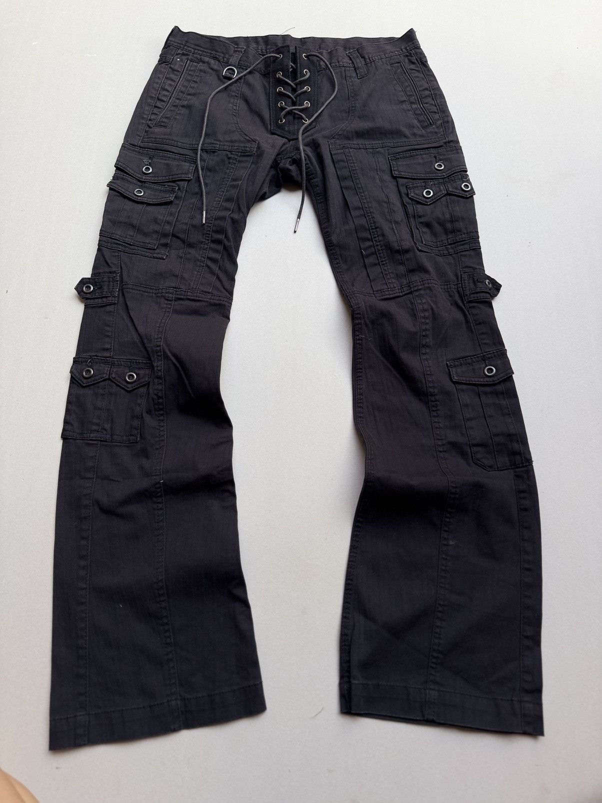 Japanese Brand Hideaways lace up flare cargo pants Size US 30 / EU 46 - 1 Thumbnail
