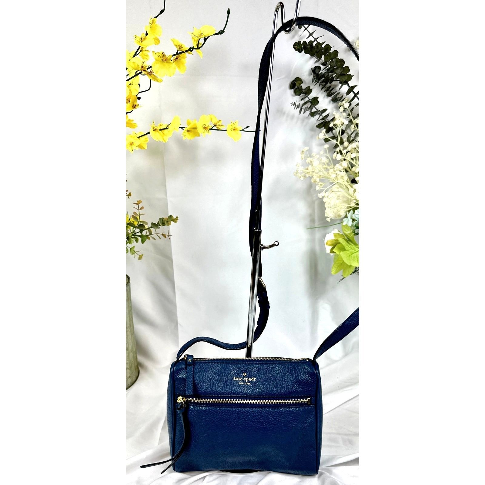 Kate Spade Kate Spade Pebbled Leather Top Zip Crossbody Sapphire Size ONE SIZE - 5 Thumbnail