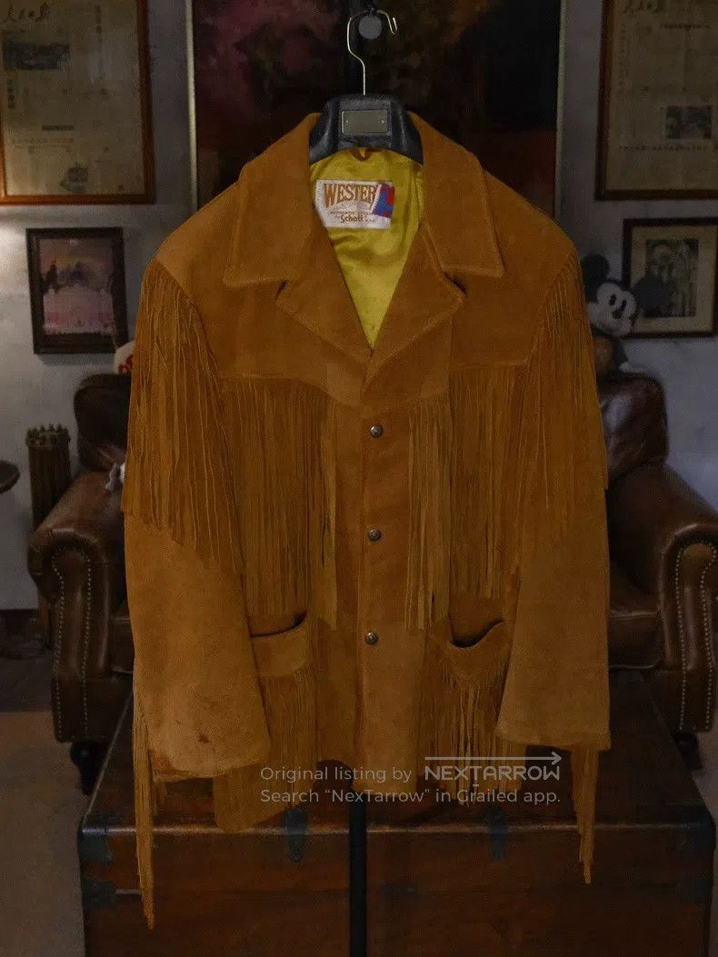 Schott Western cowboy fringed leather jacket suede jacket.