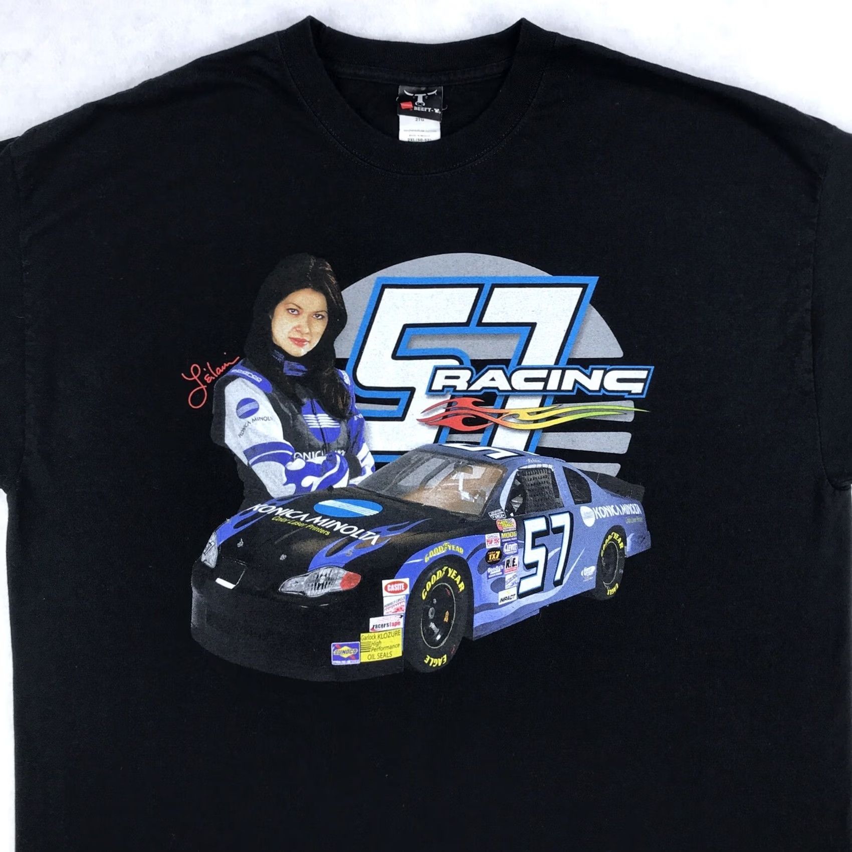 NASCAR VINTAGE NASCAR T-Shirt 2XL Black Men Short Sleeve Double-Sided 80s 90s Konica Minolta Goodyear Leilani Munter Racing Size US XXL / EU 58 / 5 - 3 Thumbnail