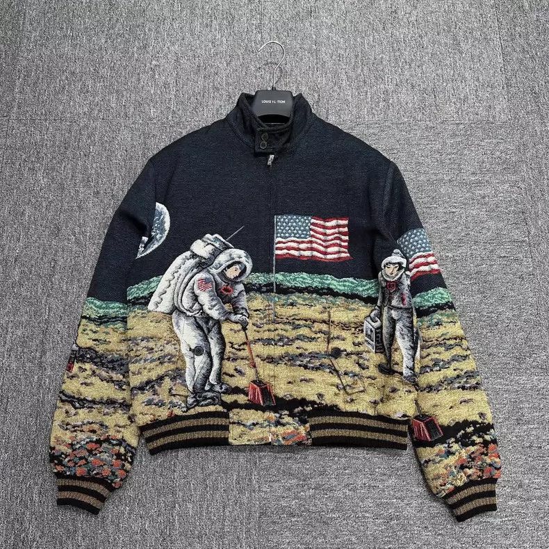 Saint Laurent Paris Astronaut Graphic Jacket with Flag Des