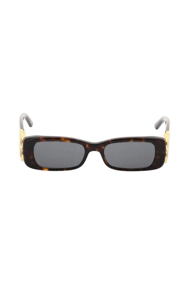 image of Balenciaga O1S22I1N0424 Size-Os Dynasti Rectangle Sunglasses In Brown, Women's