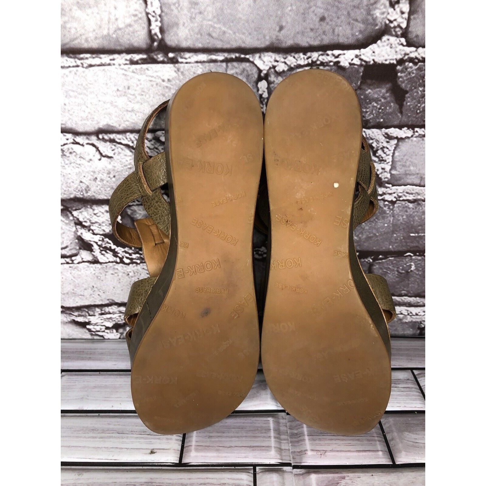 Other Kork-Ease Olive Green Leather Platform Wedge Ankle Strap San Size US 6 / IT 36 - 16 Thumbnail