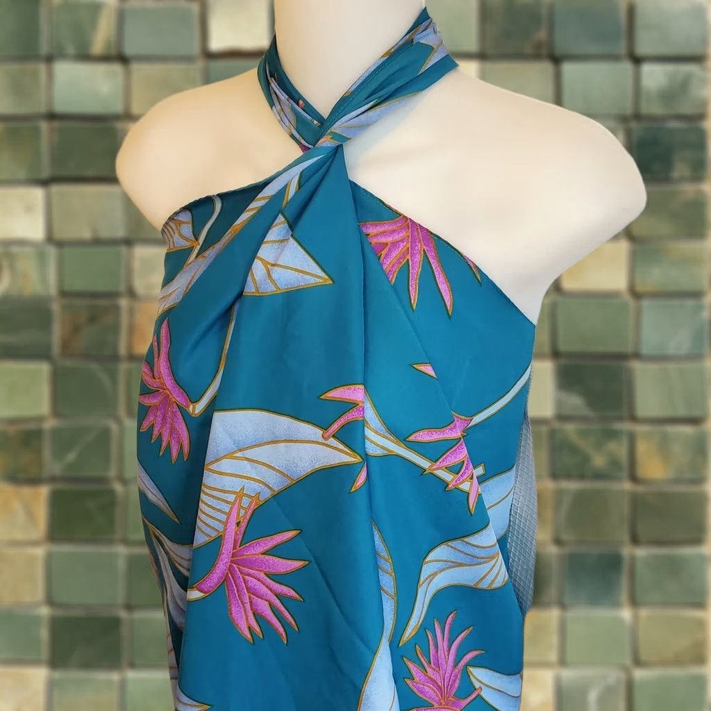 Hilo Hattie VINTAGE Hilo Hattie Wrap Dress Shirt Womens Midi Sleeveless Blue Floral Hawaii Tropical 90s 80s Beach Vacation Size M Size M / US 6-8 / IT 42-44 - 1 Thumbnail