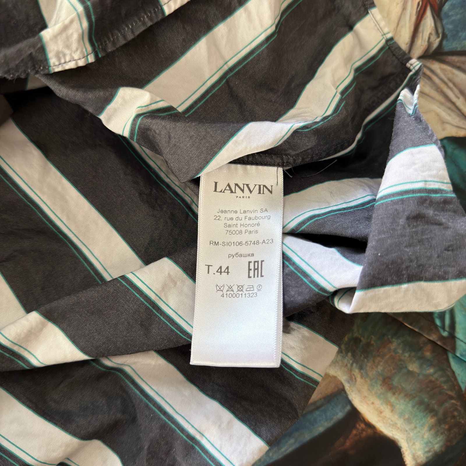Lanvin Size S - Lanvin Men's Stripe-Pattern Patched Button Up Shirt Size US S / EU 44-46 / 1 - 5 Thumbnail