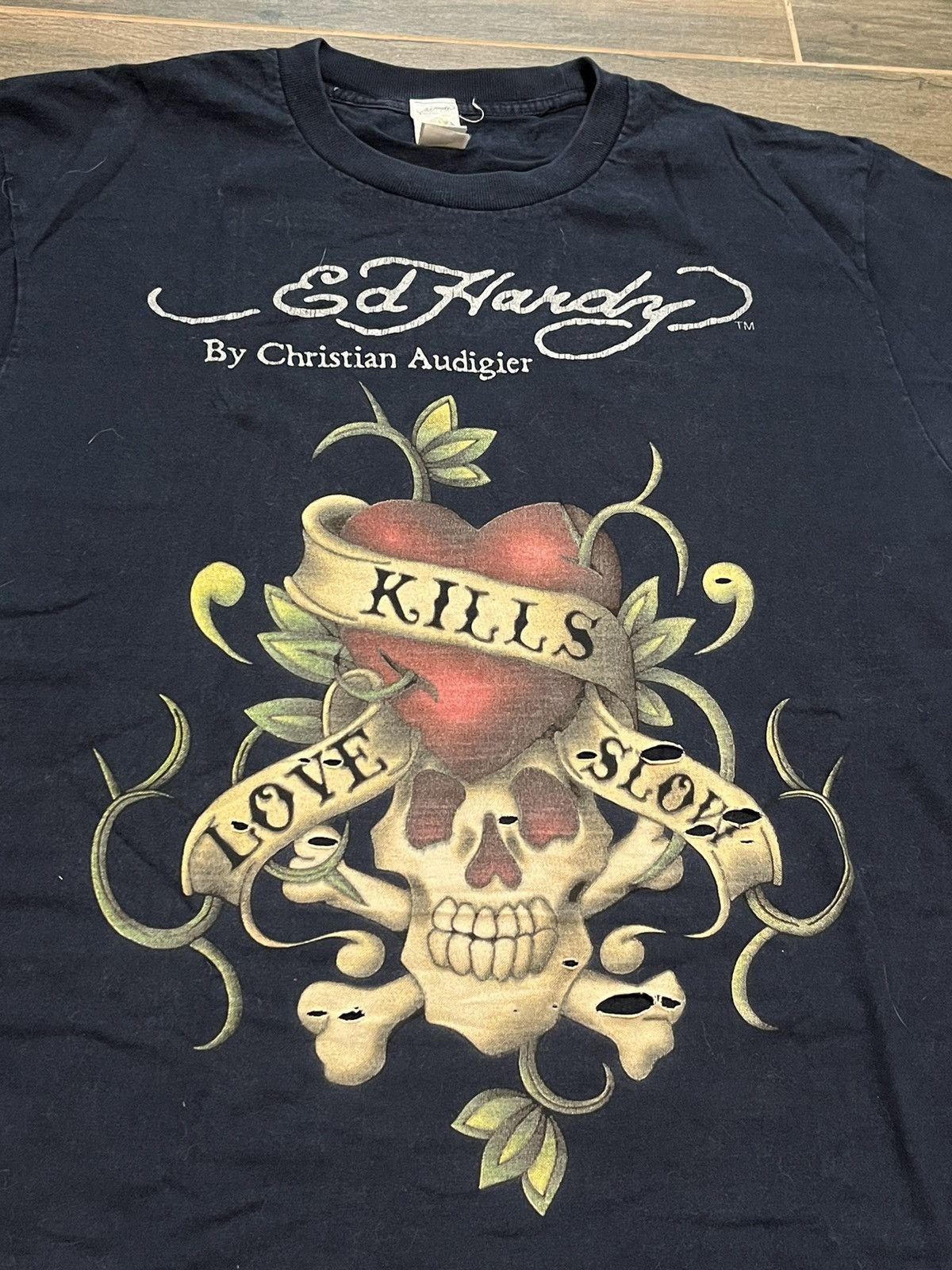 Christian Audigier × Ed Hardy × Vintage Vintage Ed Hardy y2k Skull streetwear style japanese t shirt Size US L / EU 52-54 / 3 - 2 Thumbnail