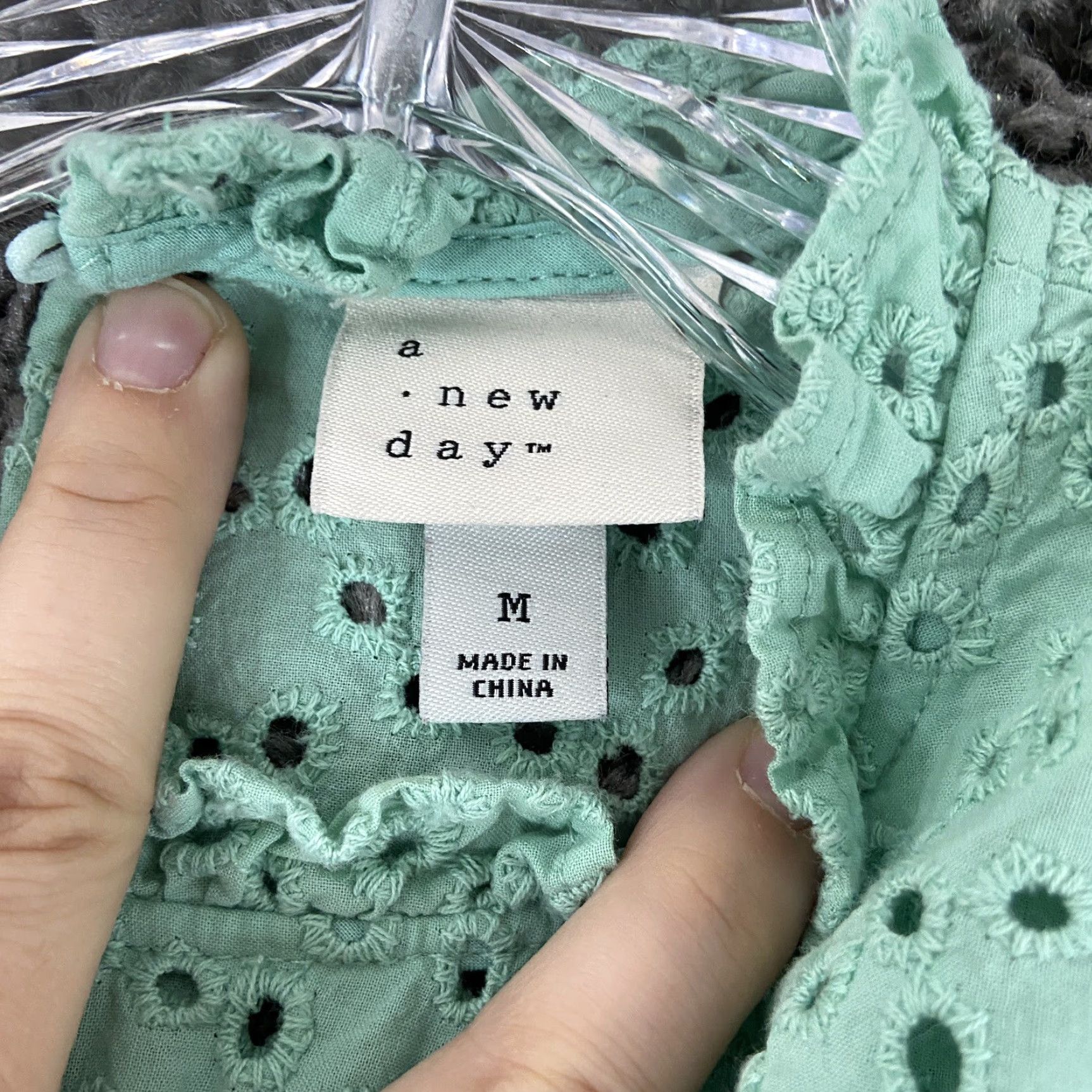 Vintage A New Day Blue Teal Blouse Women's M Short Sleeve Size M / US 6-8 / IT 42-44 - 5 Thumbnail