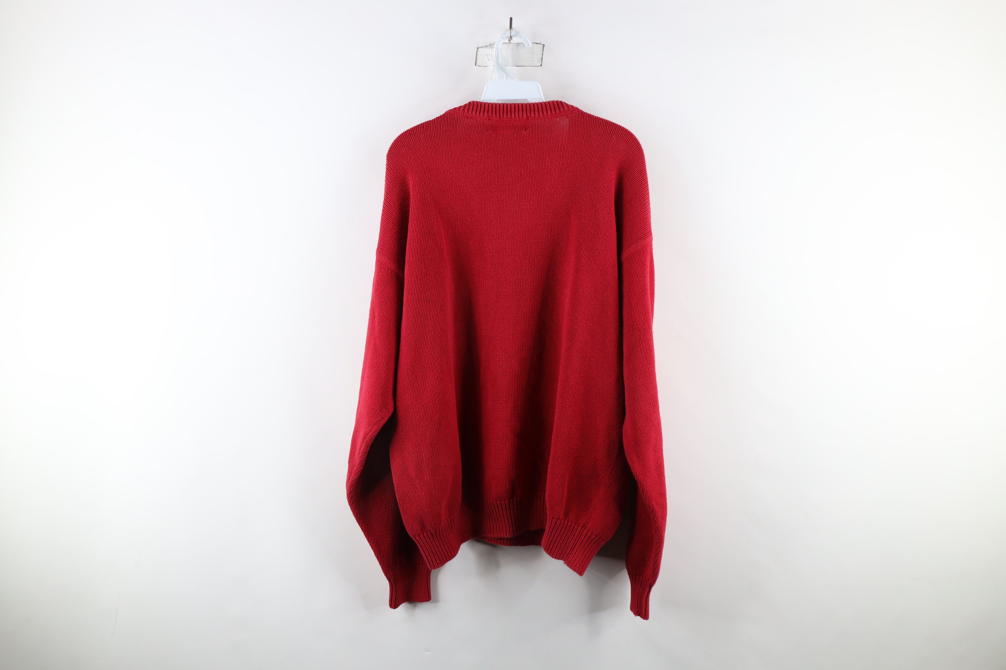 Vintage Vintage 90s Streetwear Blank Cotton Ribbed Knit Sweater Red Size US XL / EU 56 / 4 - 7 Thumbnail