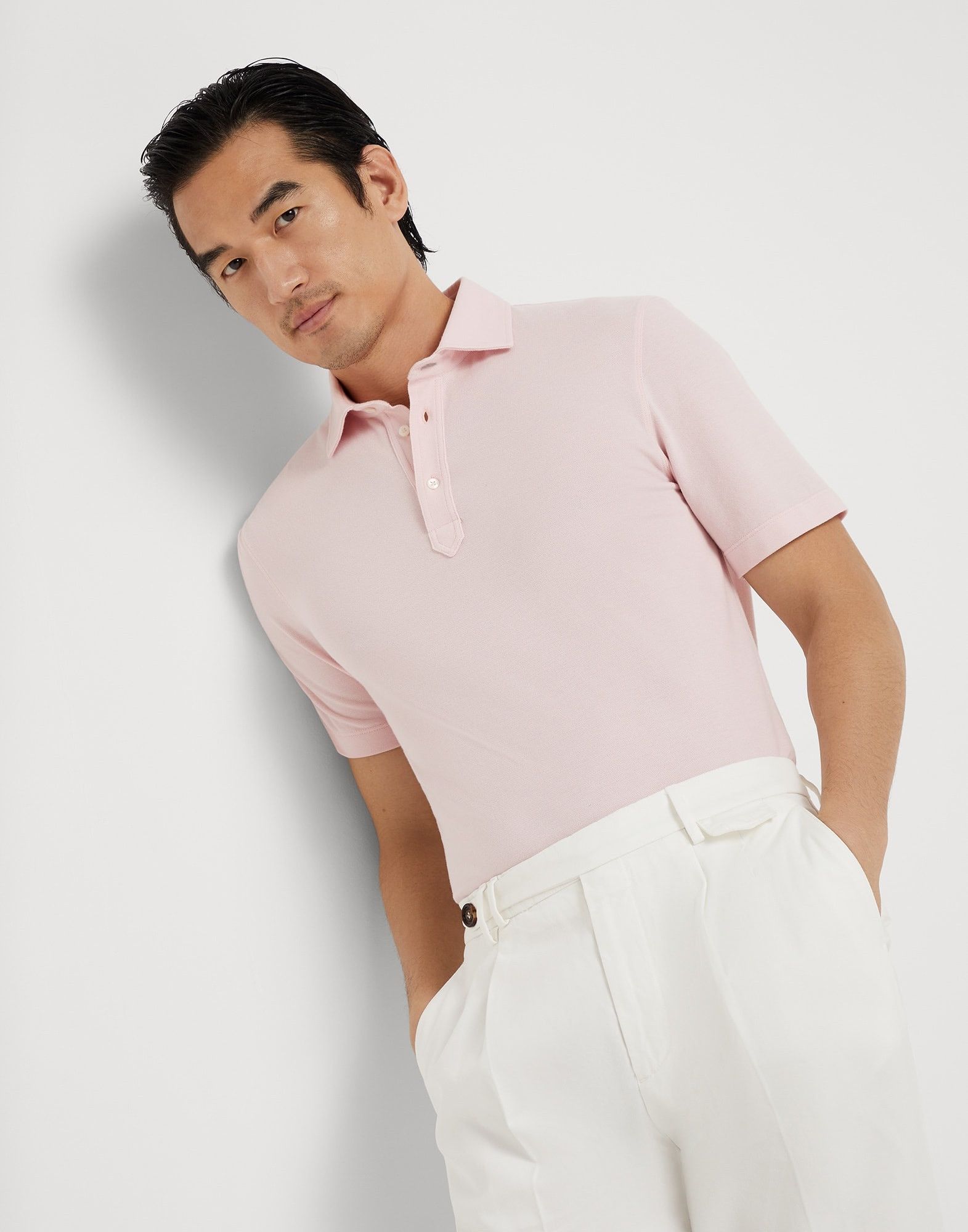 Brunello Cucinelli o1la1rc1a0425 Polo T-Shirt in Light Pink Size US L / EU 52-54 / 3 - 3 Thumbnail