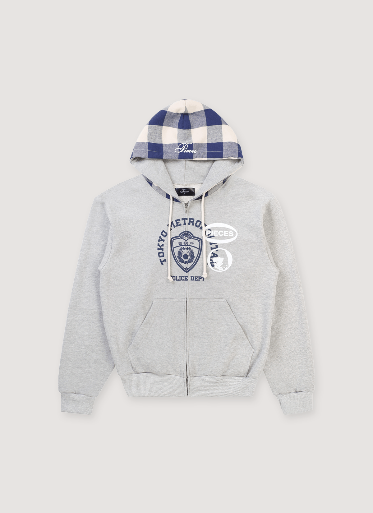 Other Pieces TKYPD Plaid Hooded Zip Up Sweatshirt Heather Grey Size US XL / EU 56 / 4 - 1 Thumbnail