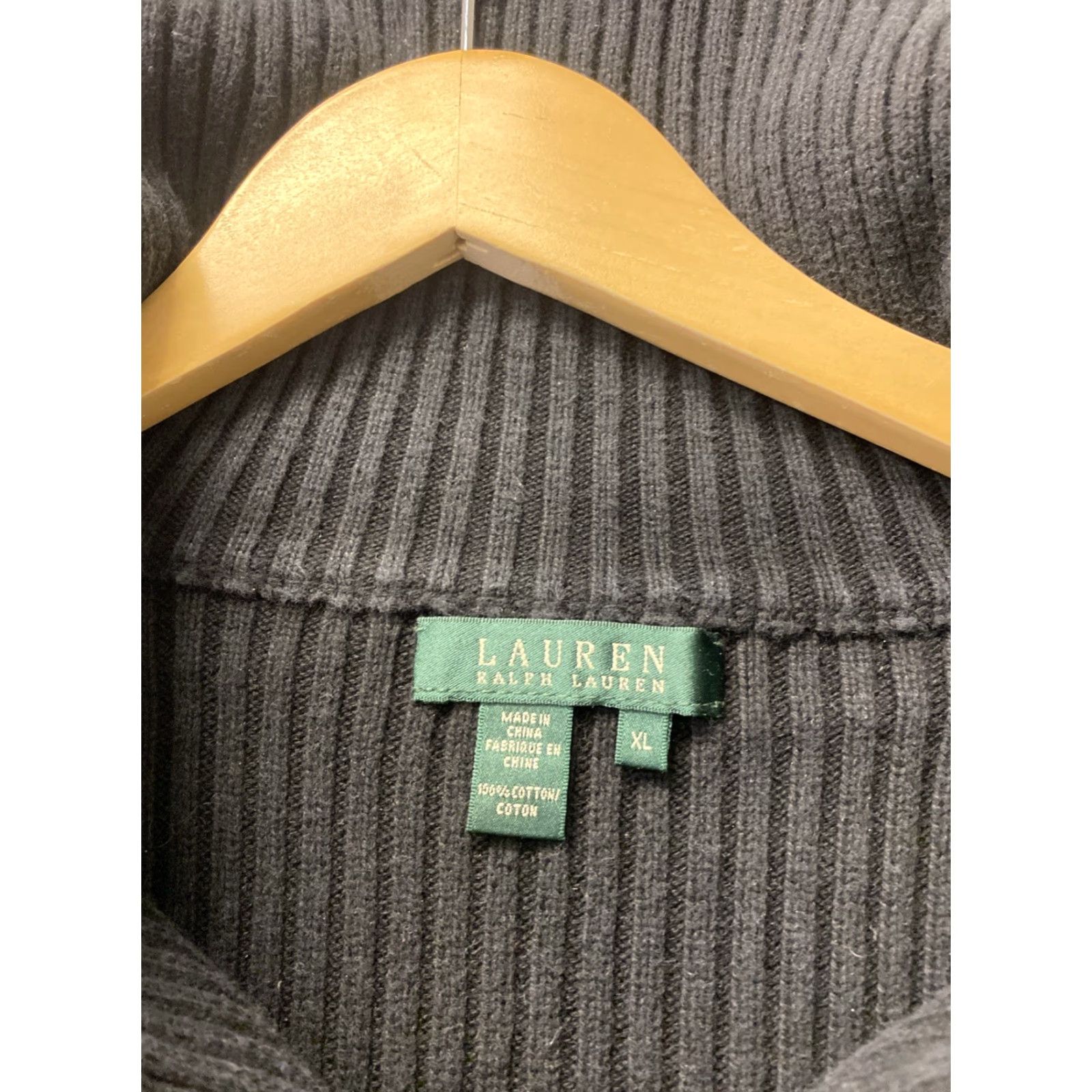 Ralph Lauren VINTAGE Ralph Lauren Ribbed Sweater Women’s L Black 1/4 Gold Zip Front Cotton Pullover Womens L Black 1/4 Zip Ralph Lauren Sweater Size L / US 10 / IT 46 - 2 Thumbnail