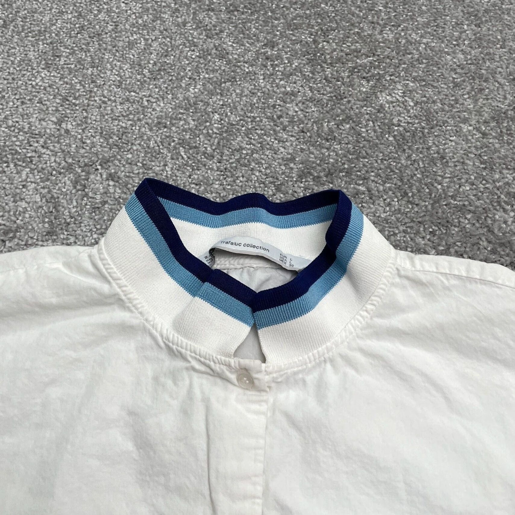 Zara Zara Trafaluc Collection Oversized Shirt Womens Large White Blue 1/2 Button Size L / US 10 / IT 46 - 3 Thumbnail