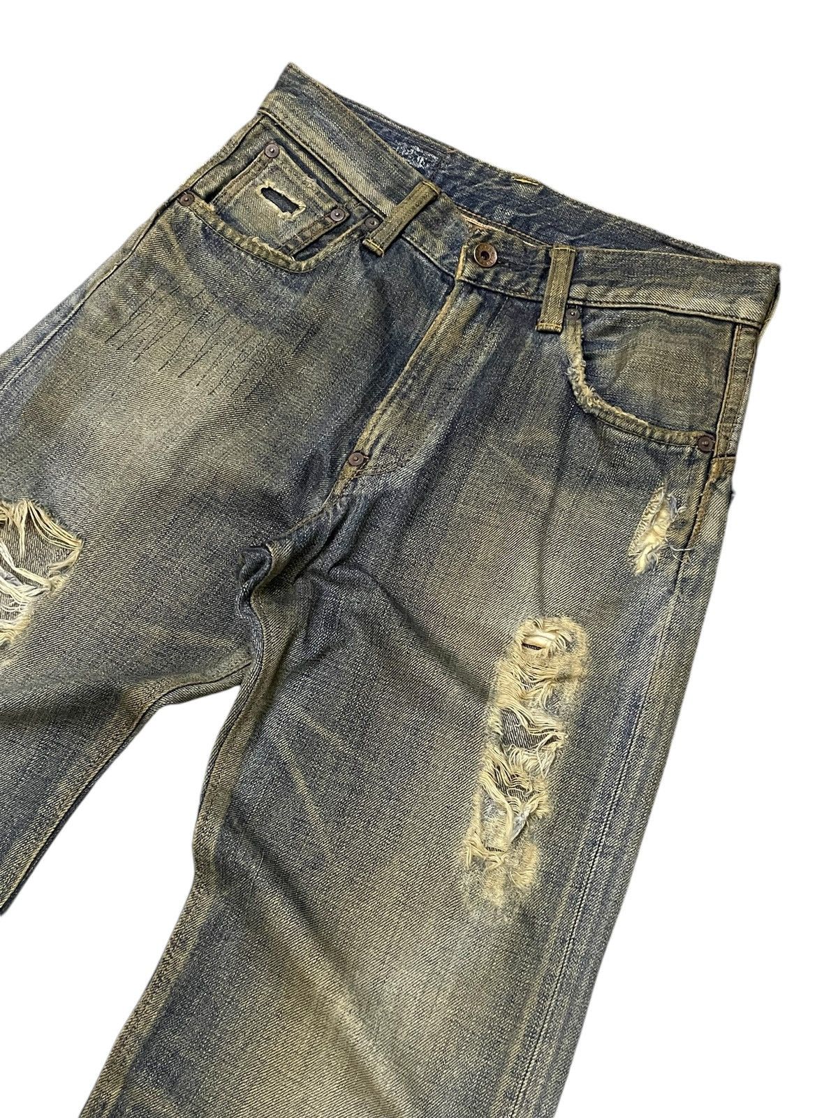 Edwin × If Six Was Nine × Levi's Edwin 505 Selvedge Muddy Wash Distressed Loose Jeans Size US 29 - 4 Thumbnail
