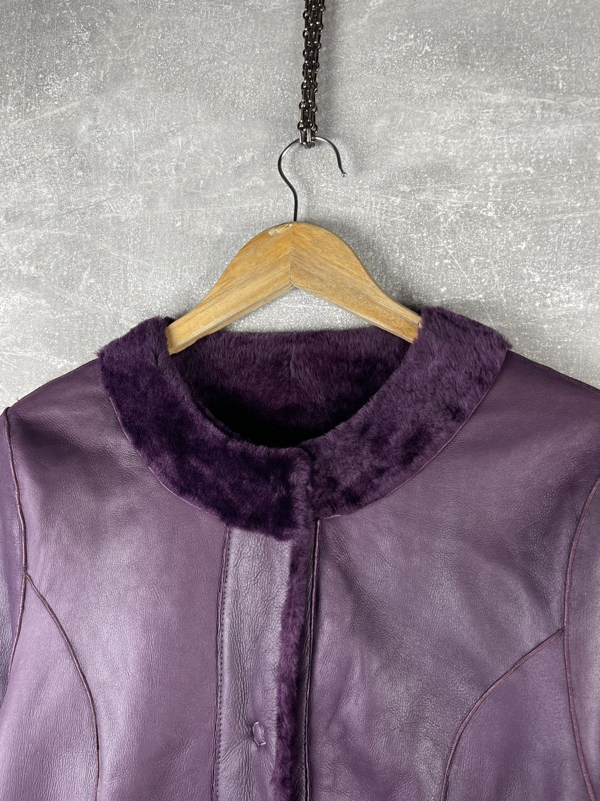Drome DROMe Italian Shearling & Lambskin Leather Coat Aubergine Size M / US 6-8 / IT 42-44 - 6 Thumbnail