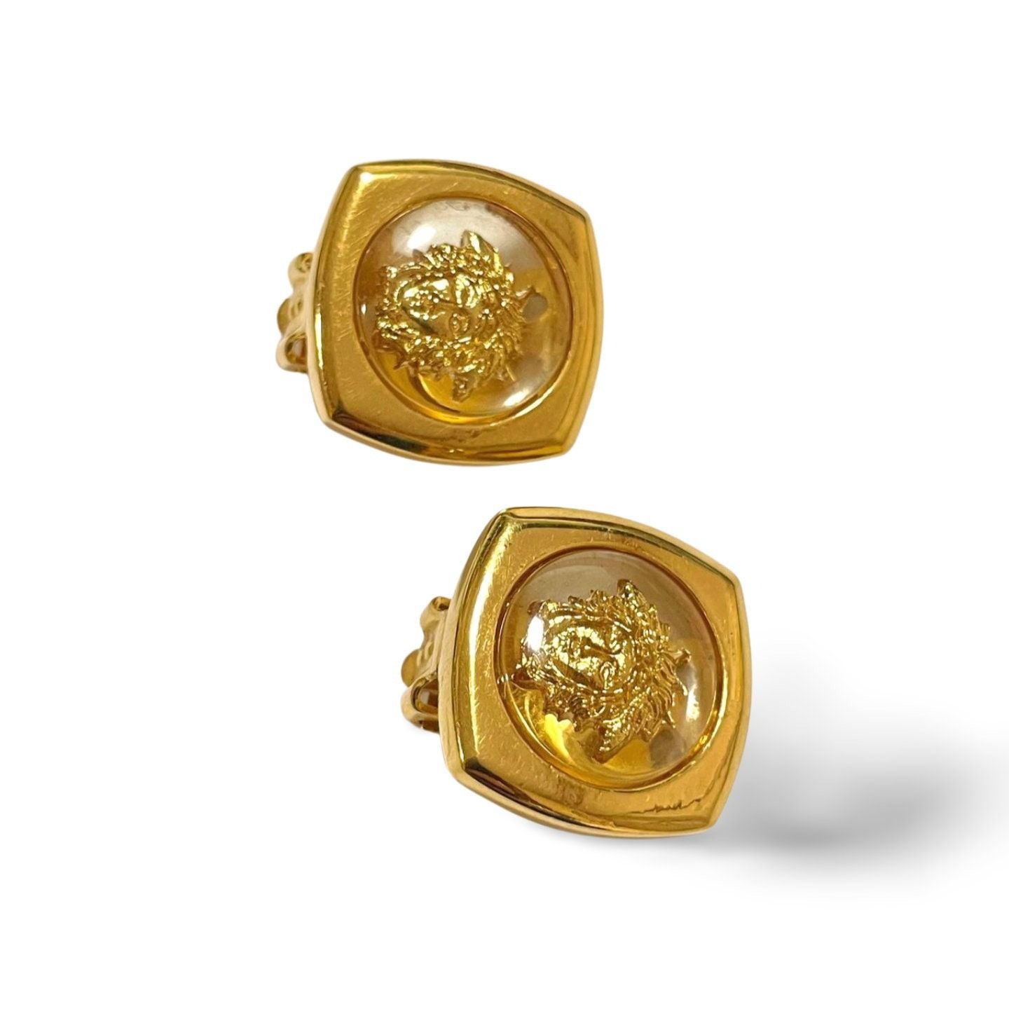 Versace Vintage Gianni Versace clear and gold tone medusa face motif Size ONE SIZE - 3 Thumbnail