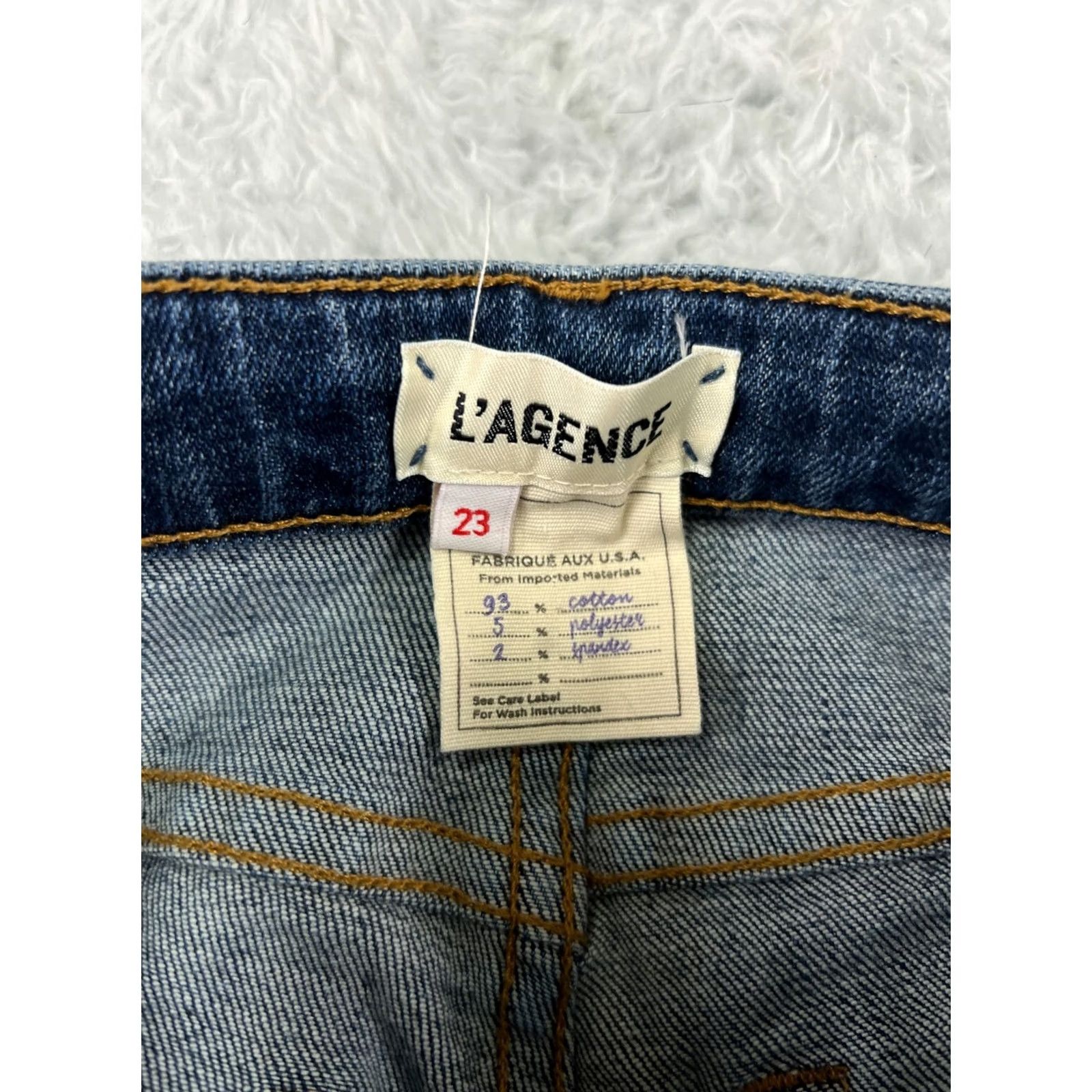 L'AGENCE L'AGENCE Jeans Womens 23 Blue Denim High Line Skinny Distressed 5-Pocket Cotton Blend Size 40" / US 18 - 3 Thumbnail