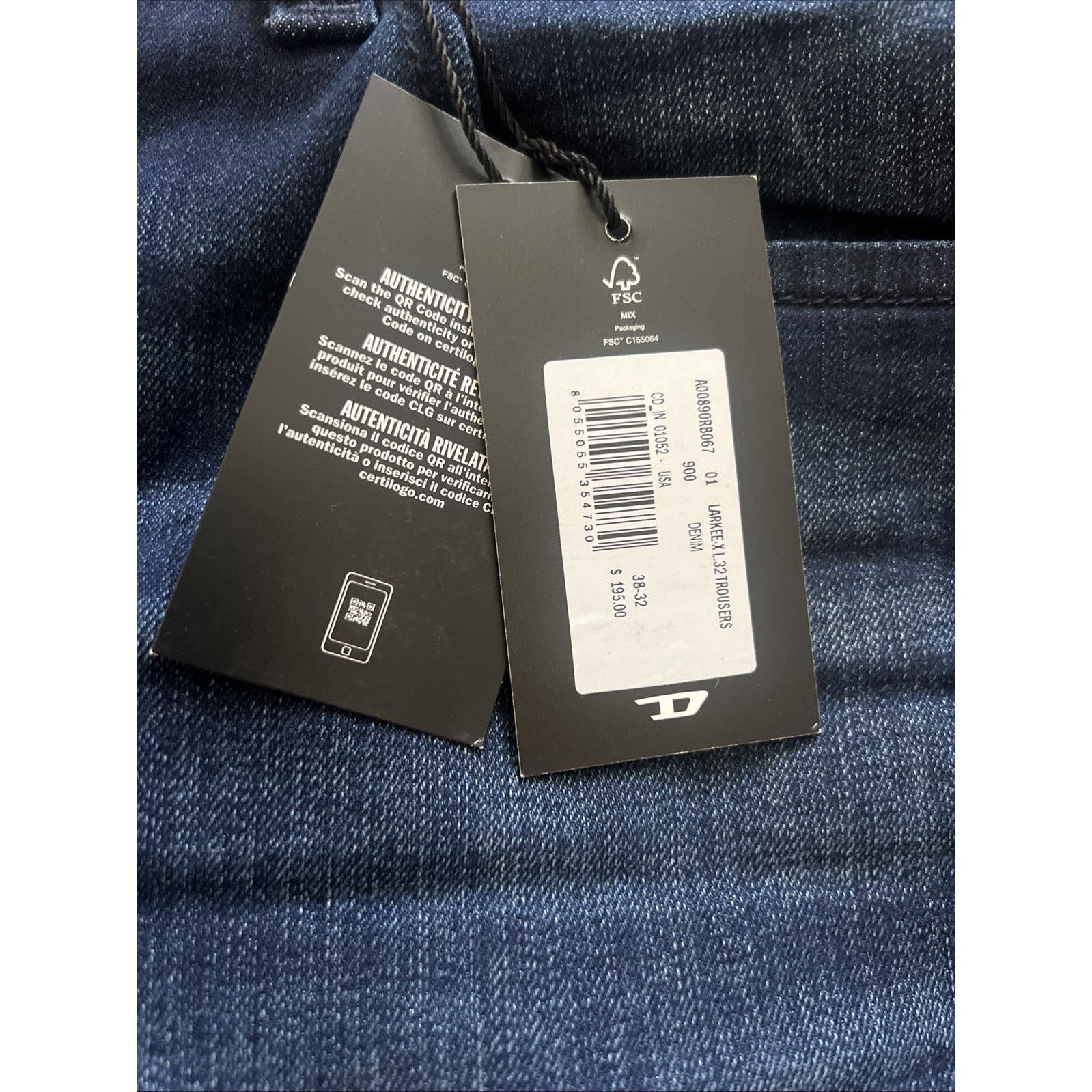 Diesel Diesel Mens Jeans Larkee Straight RB067 Blue $195 Size 38/32 Size US 38 / EU 54 - 7 Thumbnail