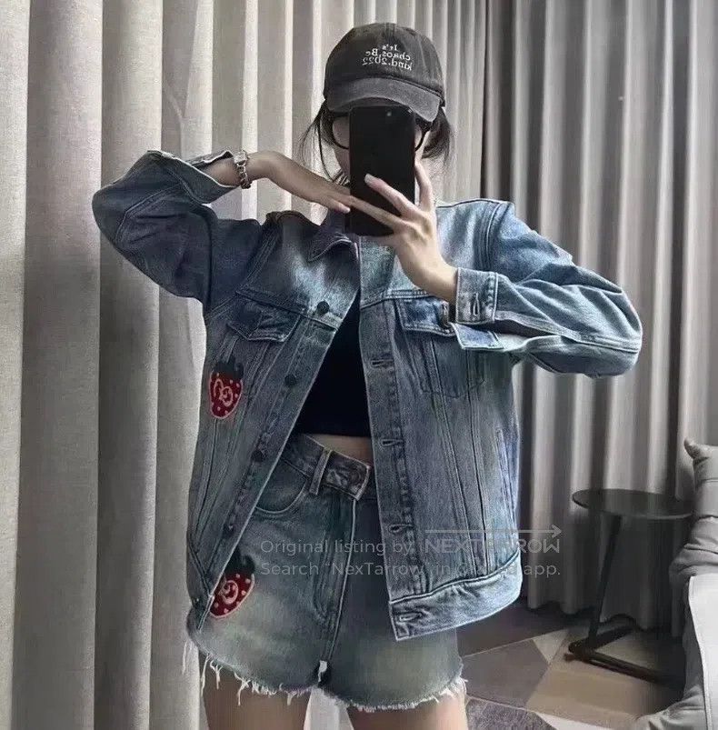 Gucci Gucci Blue Apple Logo Embroidered Cotton Lapel Single-brea Size XS / US 0-2 / IT 36-38 - 8 Thumbnail