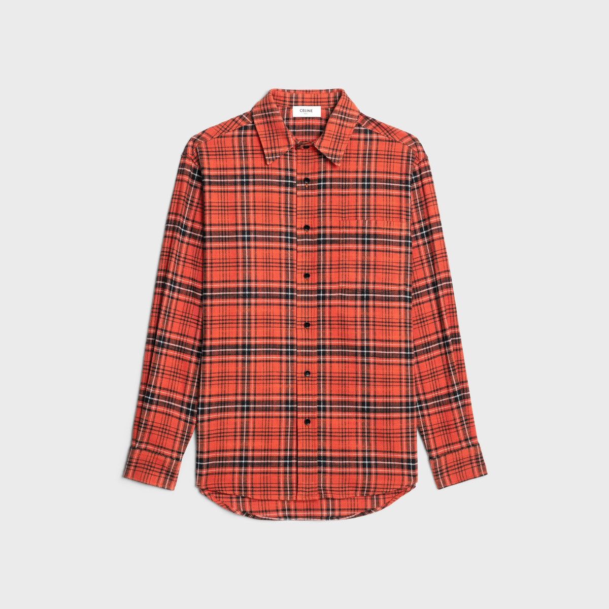 image of Celine Cotton Flannel Shirt in Orange, Men's (Size 2XL)