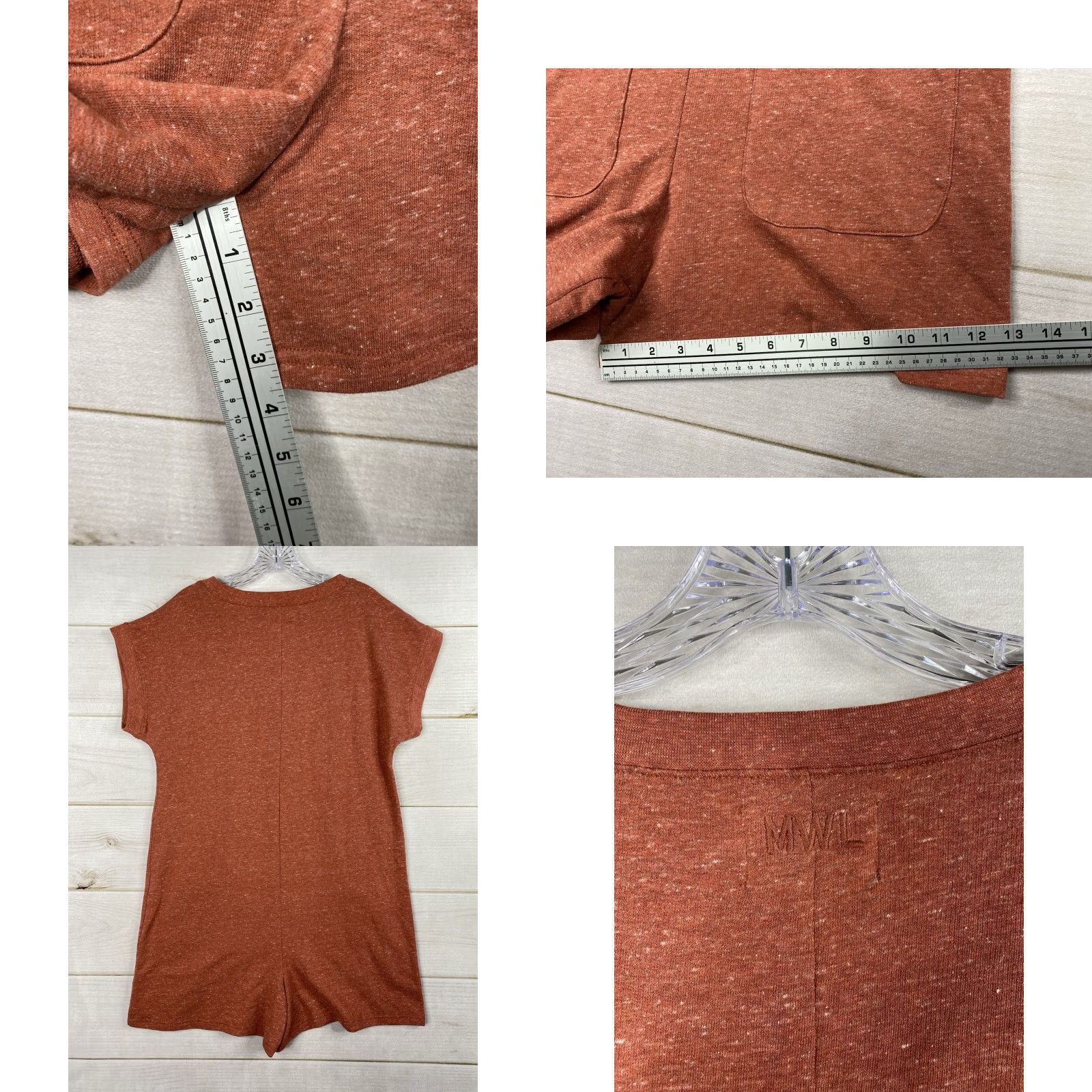 Madewell Madewell Romper Womens M Shortall V Neck Pockets Shorts Stretch Cotton Speckled Size 32" / US 10 / IT 46 - 8 Thumbnail