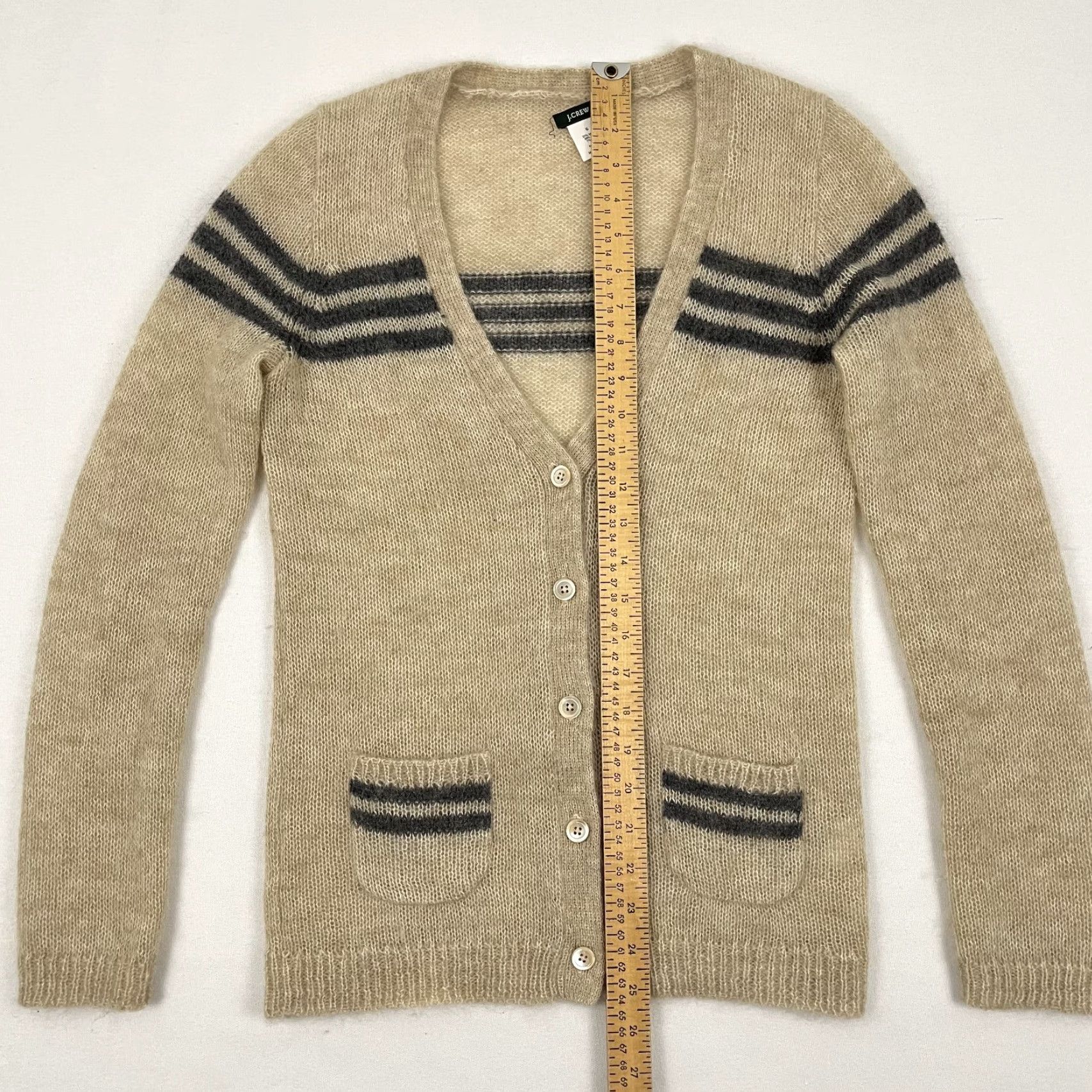 J. Crew Cardigan Sweater Women Small Brown Mohair Wool Preppy Old Money Academia