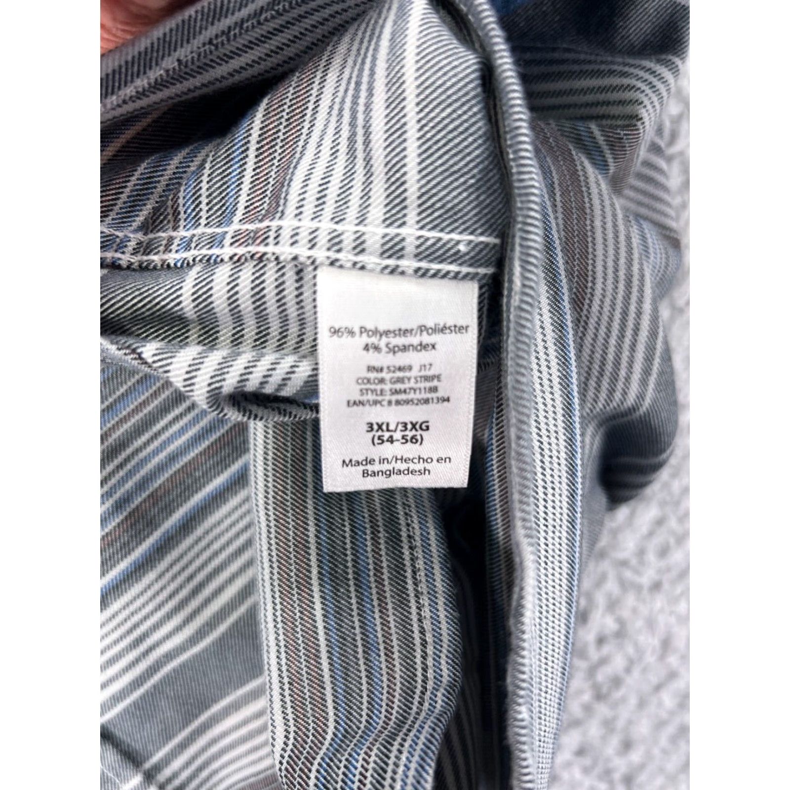 Vintage Swiss+Tech Shirt Men 3XL Gray Striped Long Sleeve Button Up Polyester Blend Size US XXL / EU 58 / 5 - 4 Thumbnail