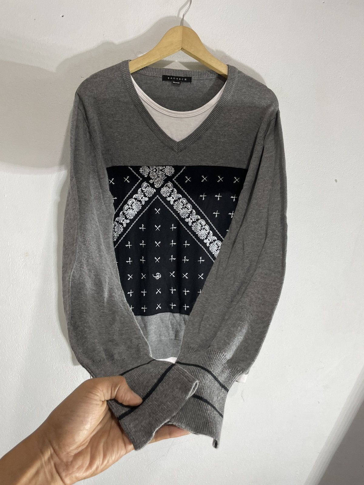 If Six Was Nine Japanese Brand Double layer Knitt longsleeve paisley pattern Size US M / EU 48-50 / 2 - 4 Thumbnail