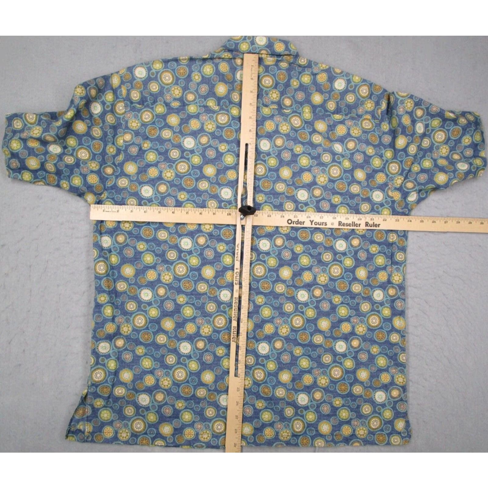 Tori Richard Tori Richard Shirt Mens Large Blue Button Up Hawaiian Cotton Lawn Geometric 60s 70s Retro Tropical Shirt Mens L Blue Size US L / EU 52-54 / 3 - 6 Thumbnail
