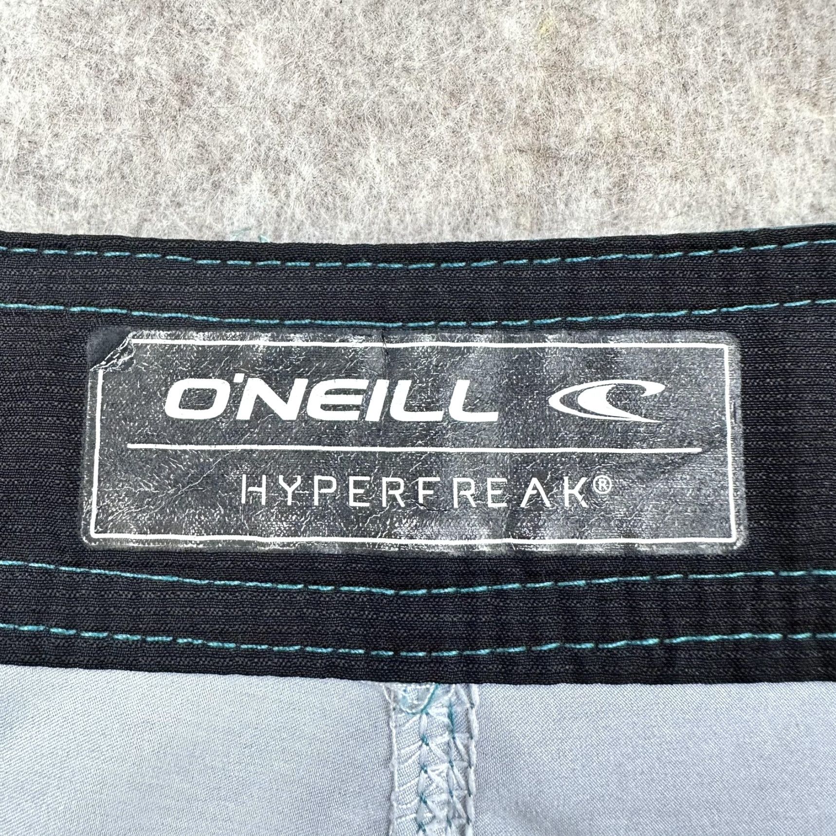 O'Neill O'Neill Hyperfreak Mens 32 Blue Teal Board Shorts Swim Trunks Stretch Striped Drawstring Back Pocket Polyester Spandex Surf Beach Summer Mens Size US 32 / EU 48 - 5 Thumbnail