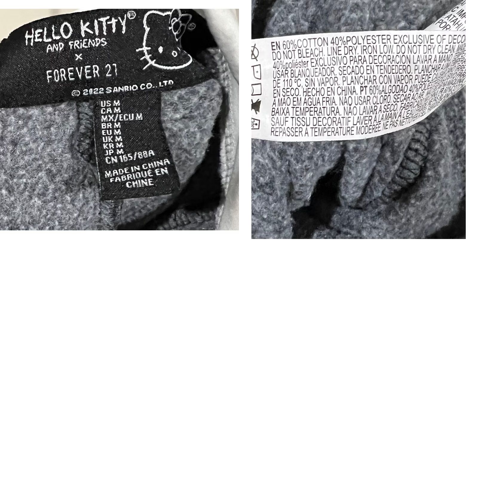 Vintage Forever 21 Hello Kitty Collared Sweatshirt Top Washed Black Pullover Women’s M Shirt Blouse Girls Womens Size M / US 6-8 / IT 42-44 - 8 Thumbnail