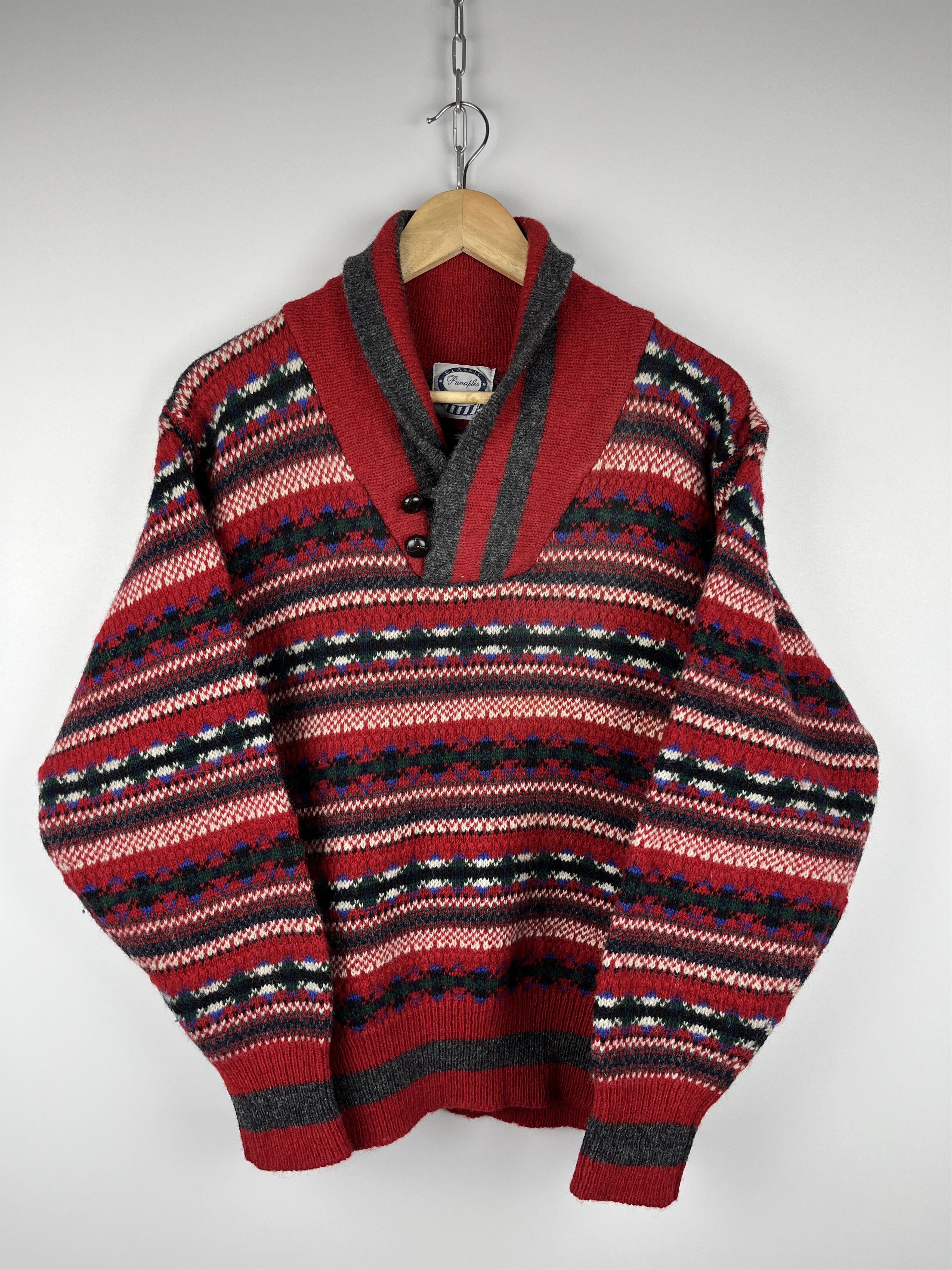 Vintage Vintage Principles Shetland Wool Isle Shawl Sweater Jumper Size US S / EU 44-46 / 1 - 8 Thumbnail