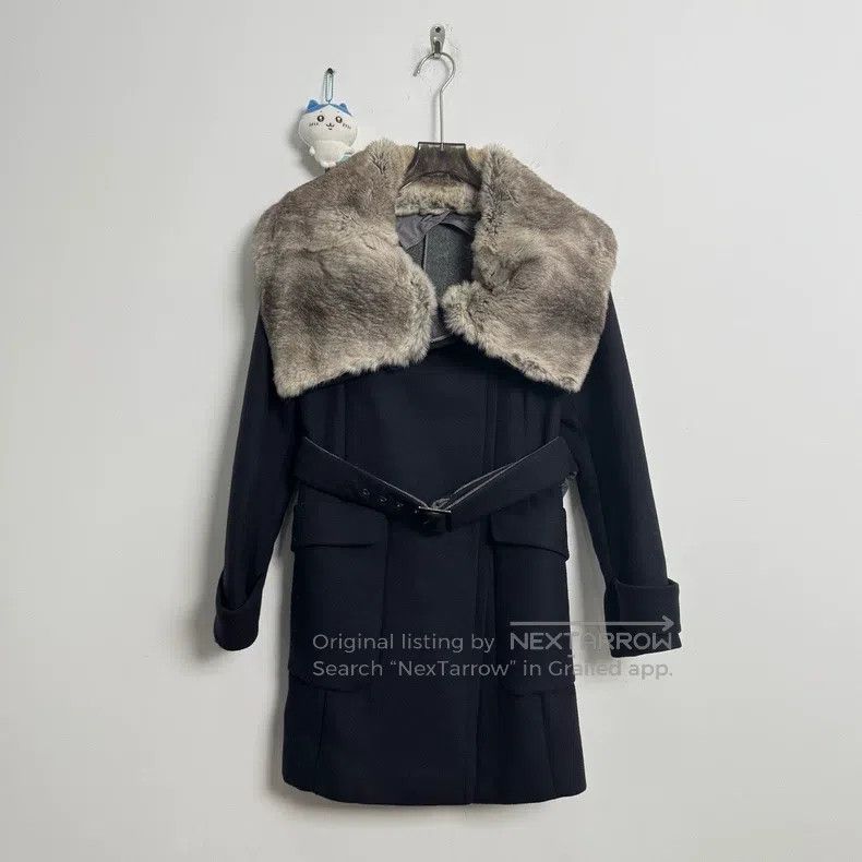 Max Mara Max Mara Rabbit Fur Collar Wool Overcoat Size XXS / US 00 / IT 34 - 1 Thumbnail