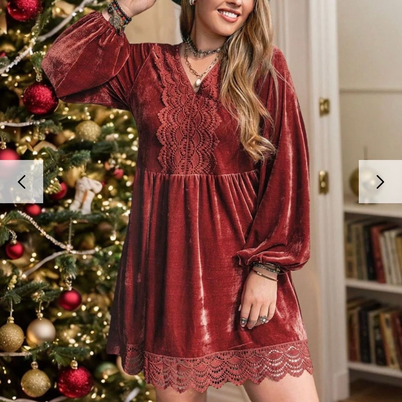 Rusty Rust Velvet Lace Mini Dress 3XL – Boho Witchy Romantic Size 3XL / US 20-22 - 8 Thumbnail