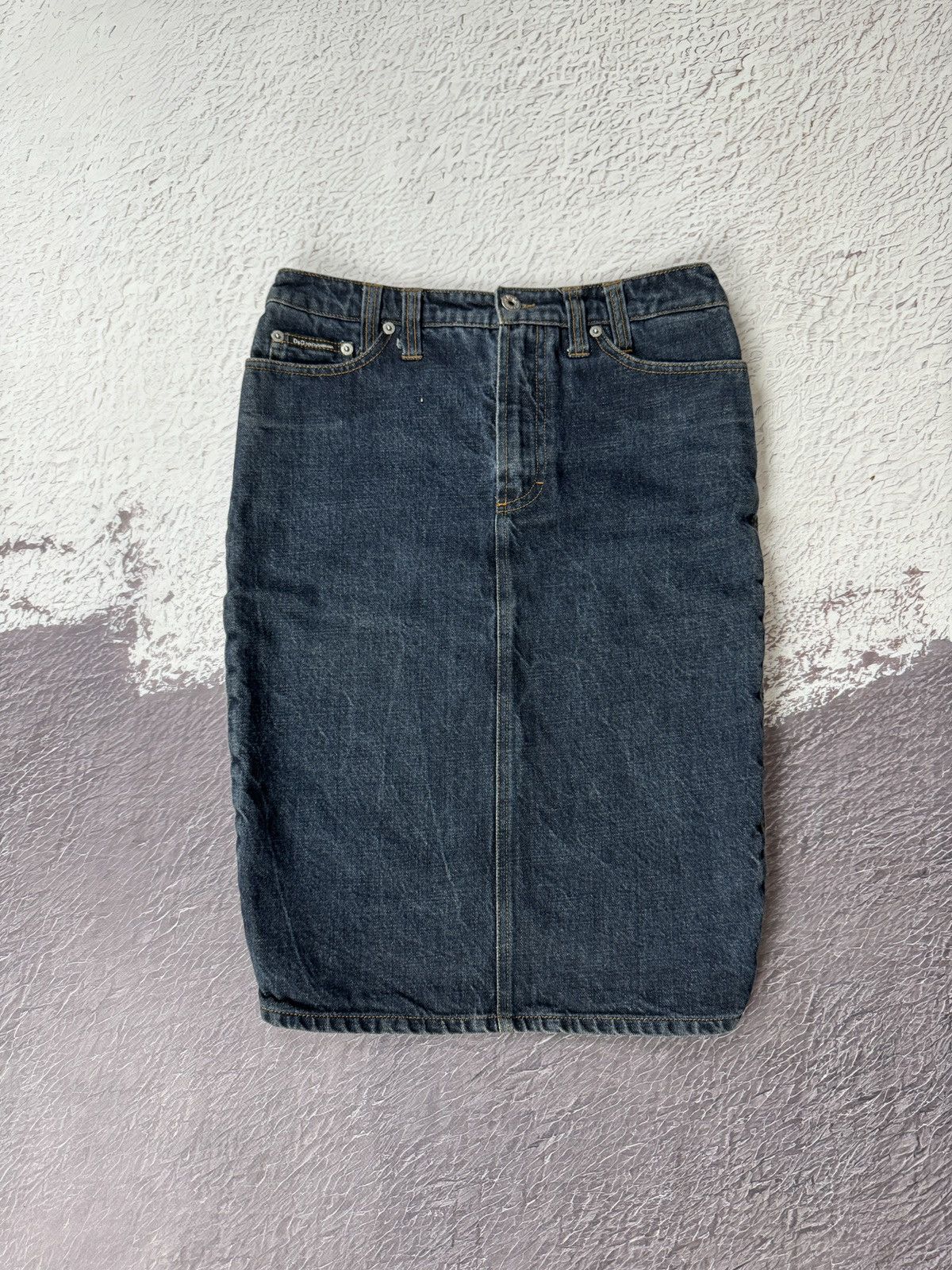 Dolce & Gabbana Dolce & Gabbana blue denim grey wool midi skirt Size 30" / US 8 / IT 44 - 2 Thumbnail