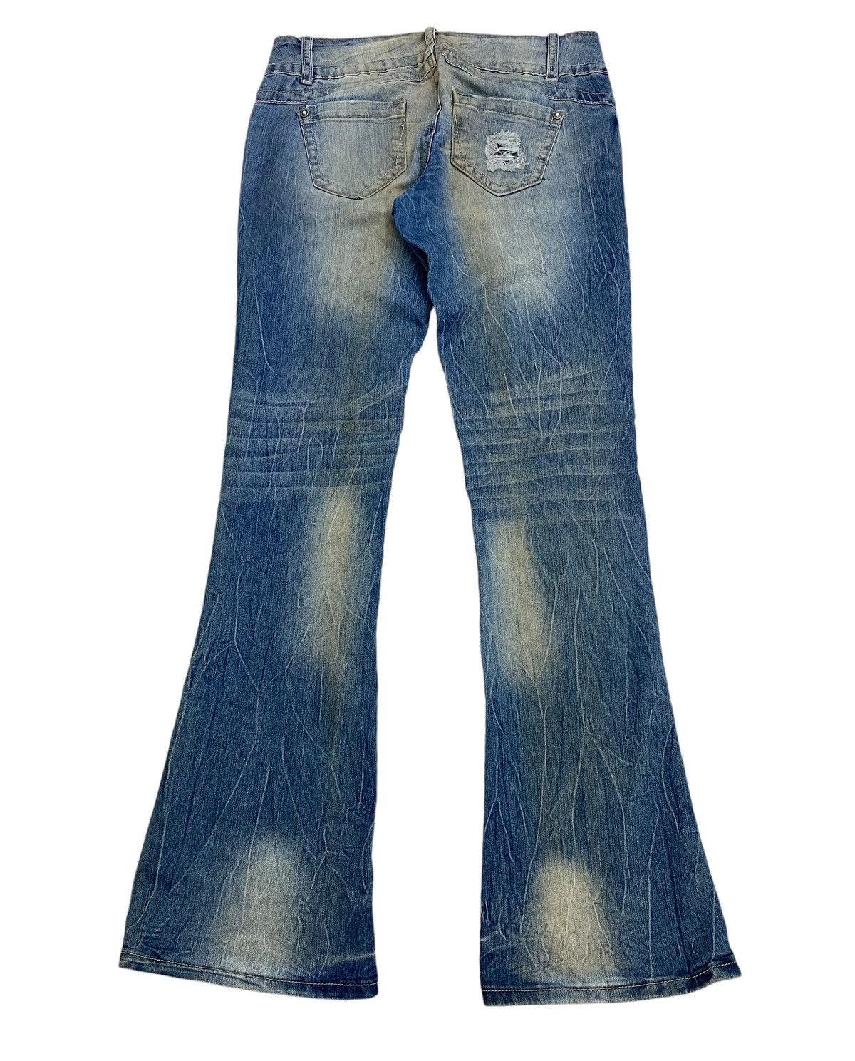 If Six Was Nine × Japanese Brand × Le Grande Bleu (L.G.B.) Flare Bongo Denim Japan Mud Washed Distress Emblishh Clawn Size US 31 - 10 Thumbnail