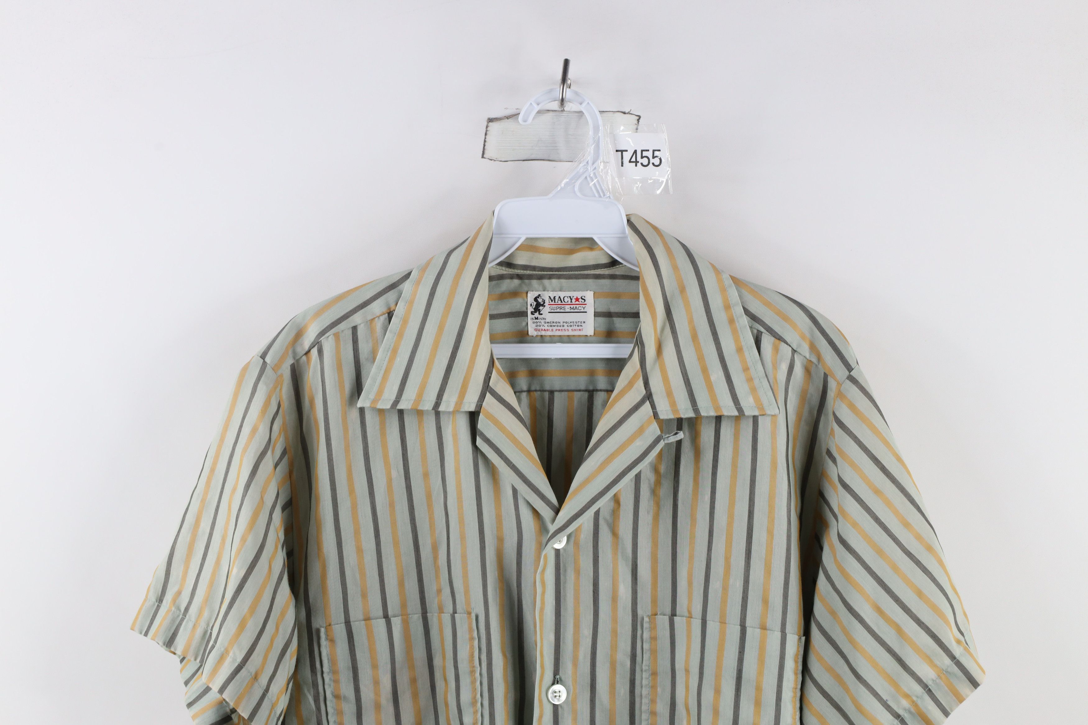 Macys × Vintage Vintage 50s 60s Macys Striped Looped Collar Button Shirt Size US M / EU 48-50 / 2 - 2 Thumbnail