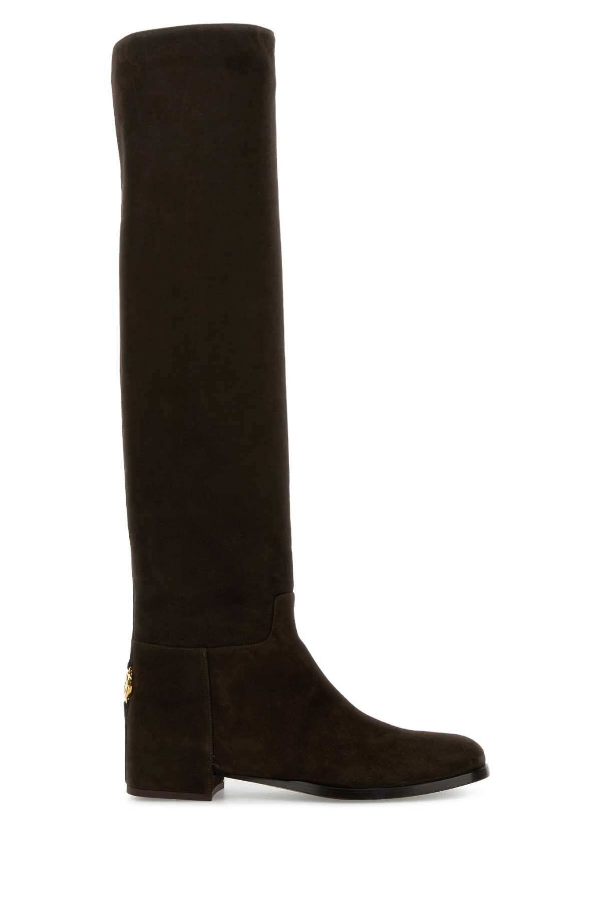 Dolce & Gabbana Chocolate Suede Boots Size US 7 / IT 37 - 1 Thumbnail