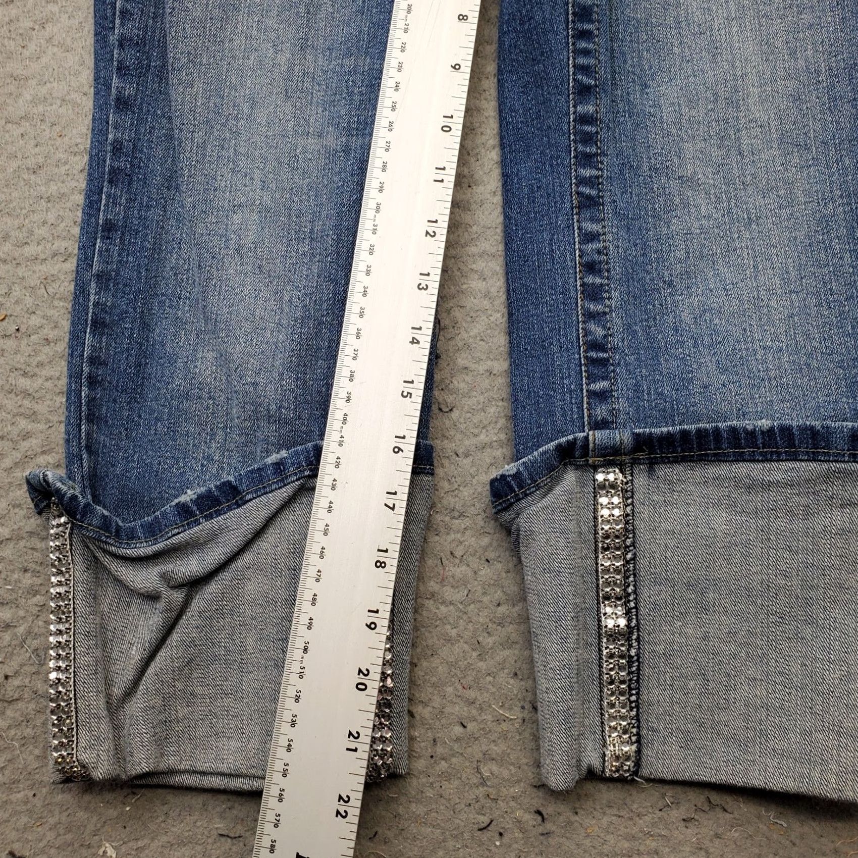 Vintage Bisou Bisou Jeans Women 8 Blue Denim Stretch Medium Wash Ankle Cuff Straight Leg Womens Size 8 Blue Denim Jeans Size 30" / US 8 / IT 44 - 4 Thumbnail