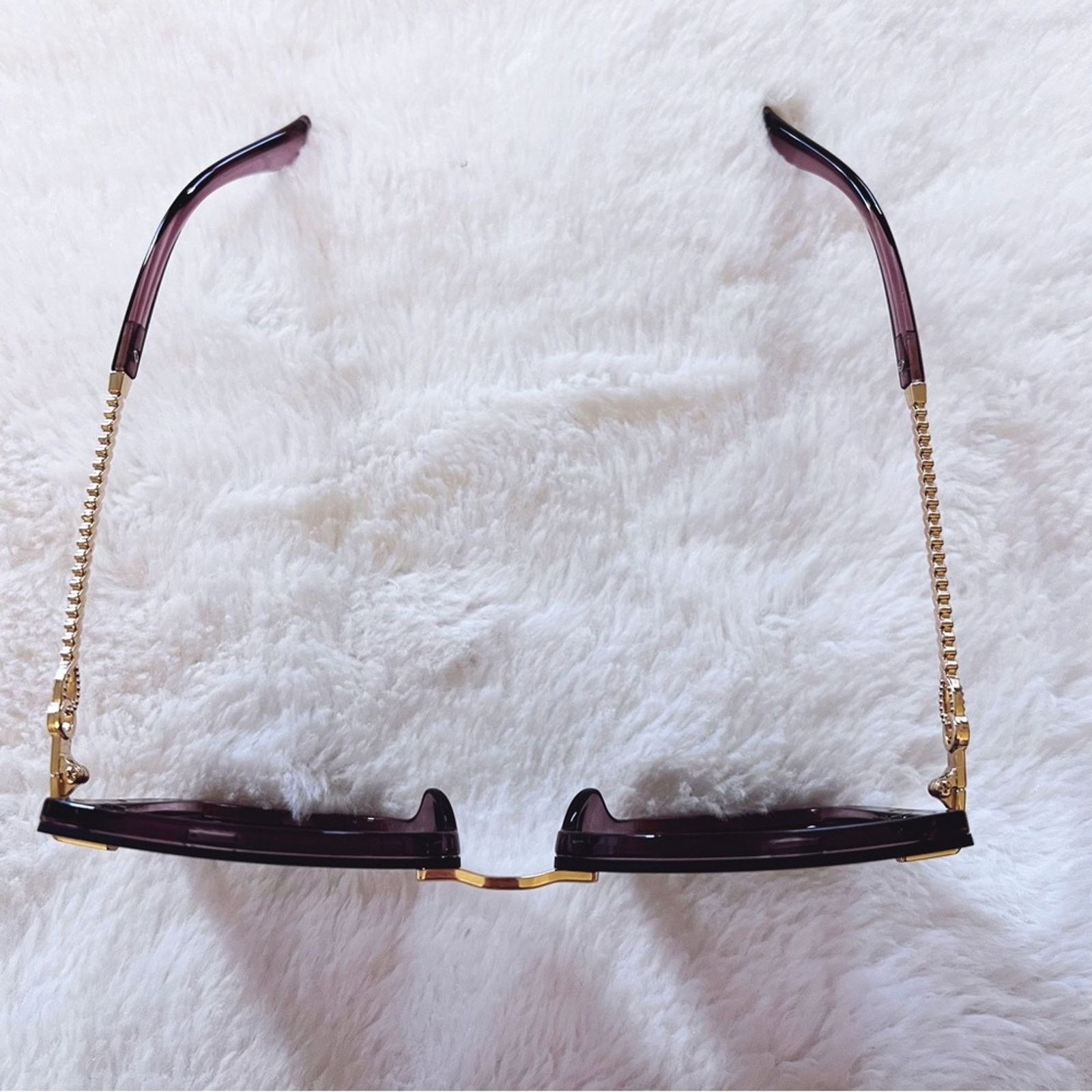 Other Gia Clear Dark Purple Chain Link Oversized Sunglasses Size ONE SIZE - 5 Thumbnail