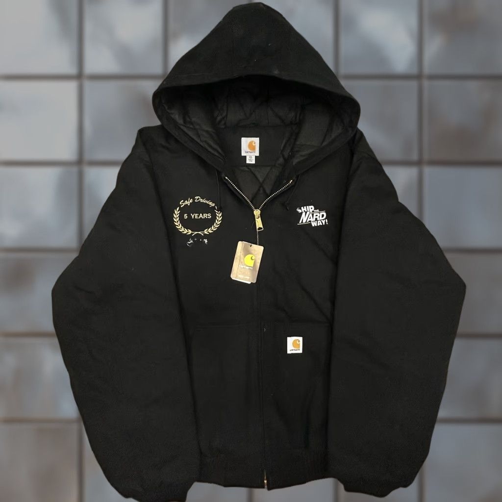 Carhartt Carhartt Jacket Mens 2XLT Black Hooded Canvas Quilted Insulated Workwear Bomber Jacket 103940 Size US XXL / EU 58 / 5 - 1 Thumbnail