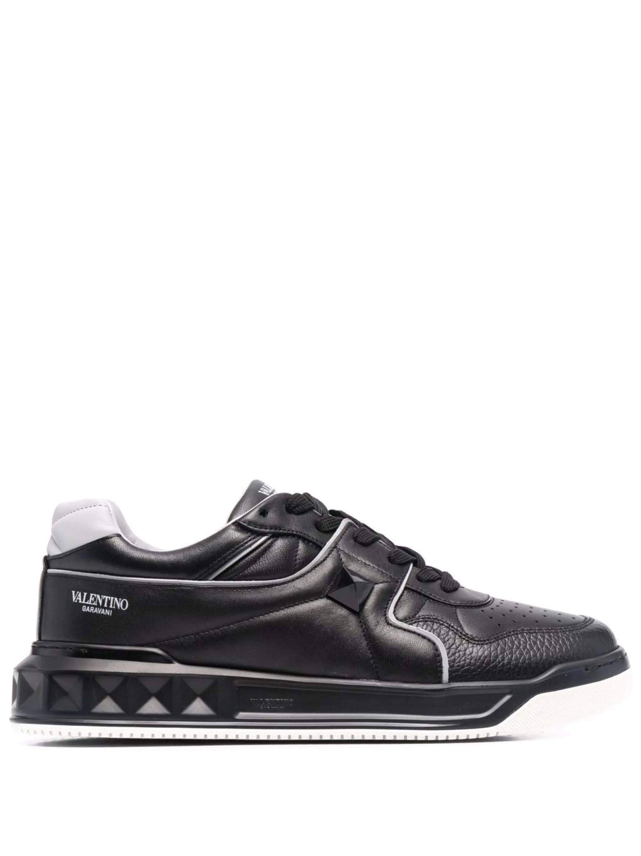 Valentino o1y0525 Logo Leather Low-Top Sneakers in Black/Gray Size US 11 / EU 44 - 1 Thumbnail