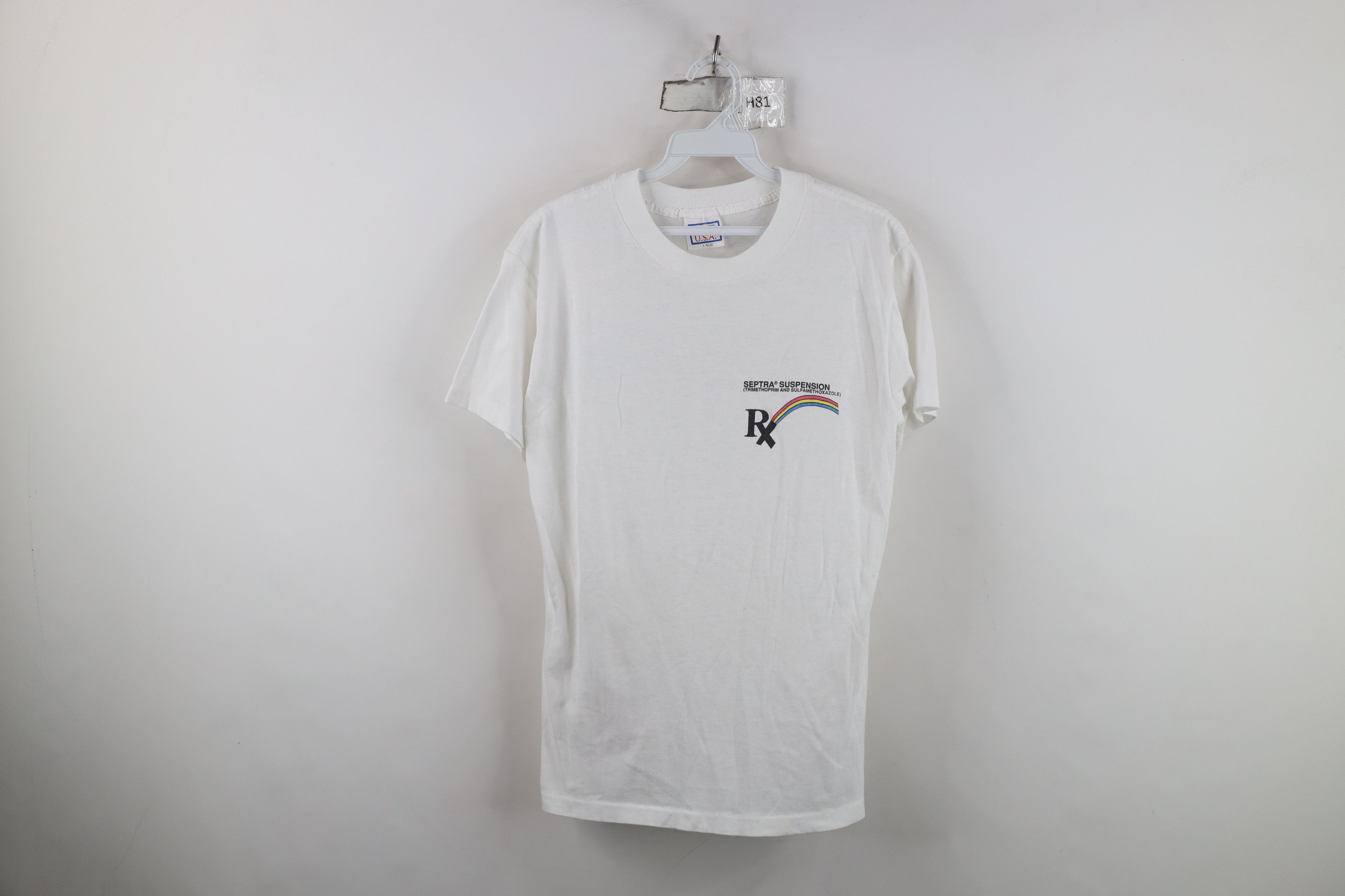 Vintage Vintage 90s RX Rainbow Septra Suspension T-Shirt White USA Size L / US 10 / IT 46 - 1 Thumbnail