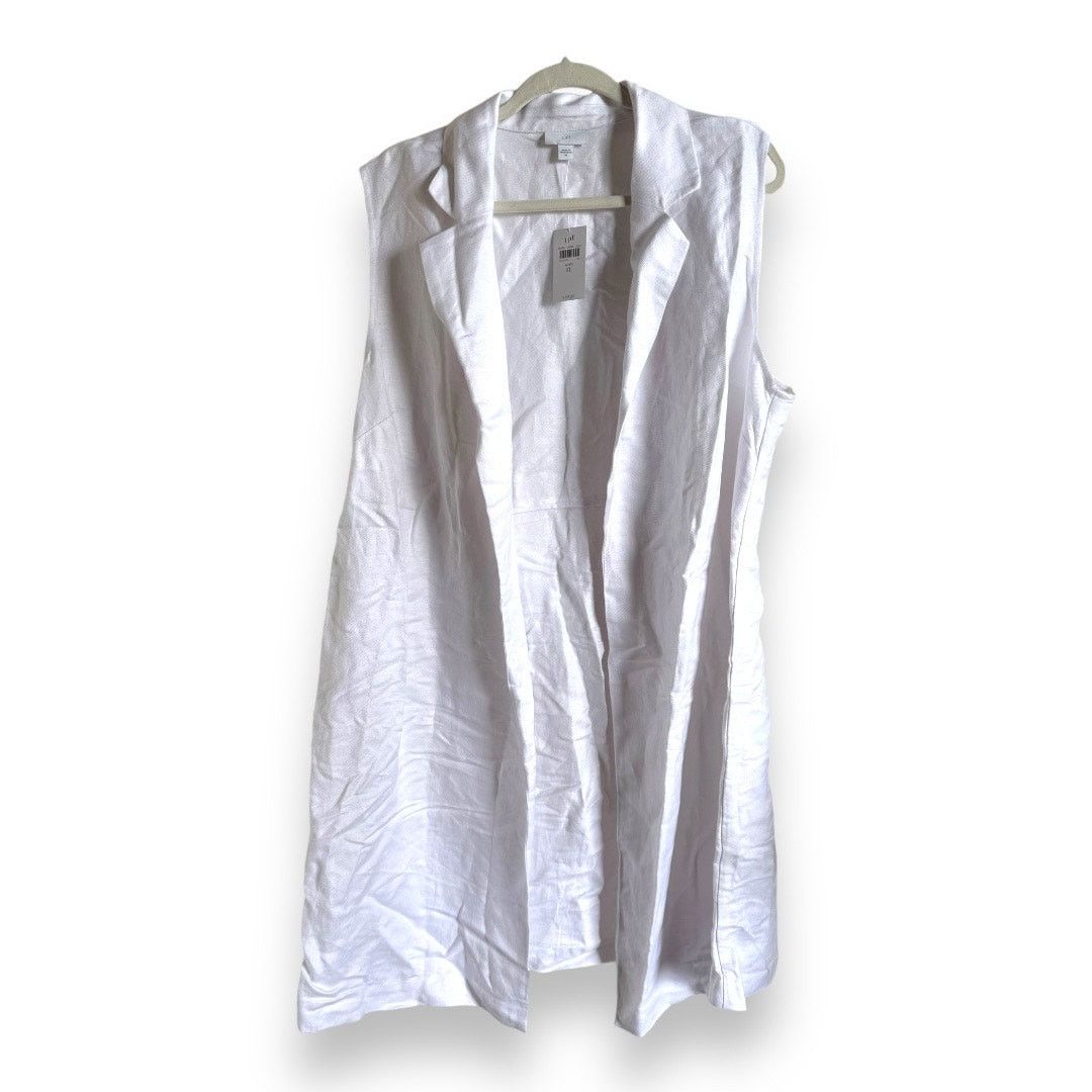 Other J. Jill Womens Vest Sz XL White Linen Blend Longline Open Size XL / US 12-14 / IT 48-50 - 4 Thumbnail