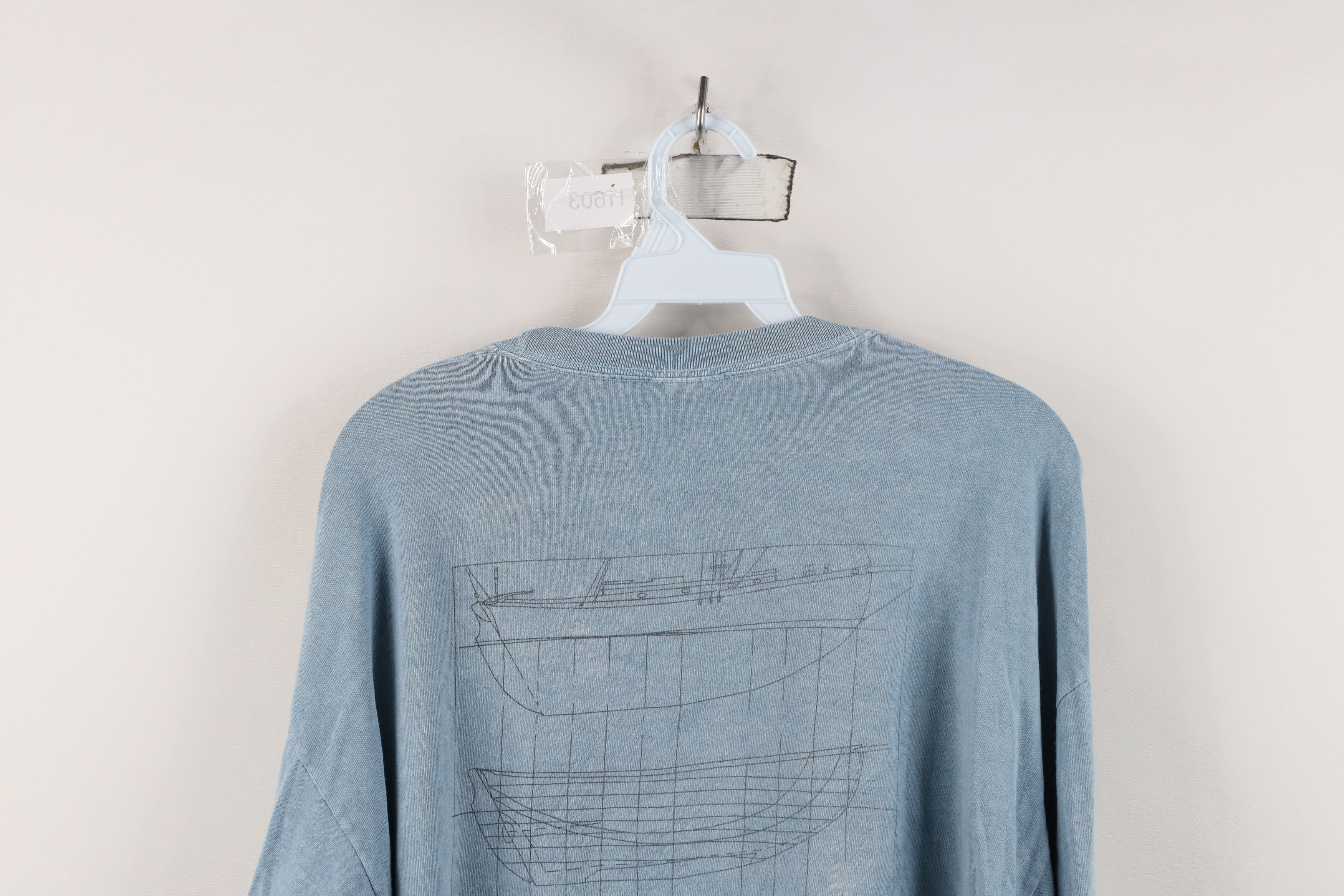 Vintage Vintage Y2K Pigment Dye Long Sleeve T-Shirt Blue Cotton Size US L / EU 52-54 / 3 - 11 Thumbnail