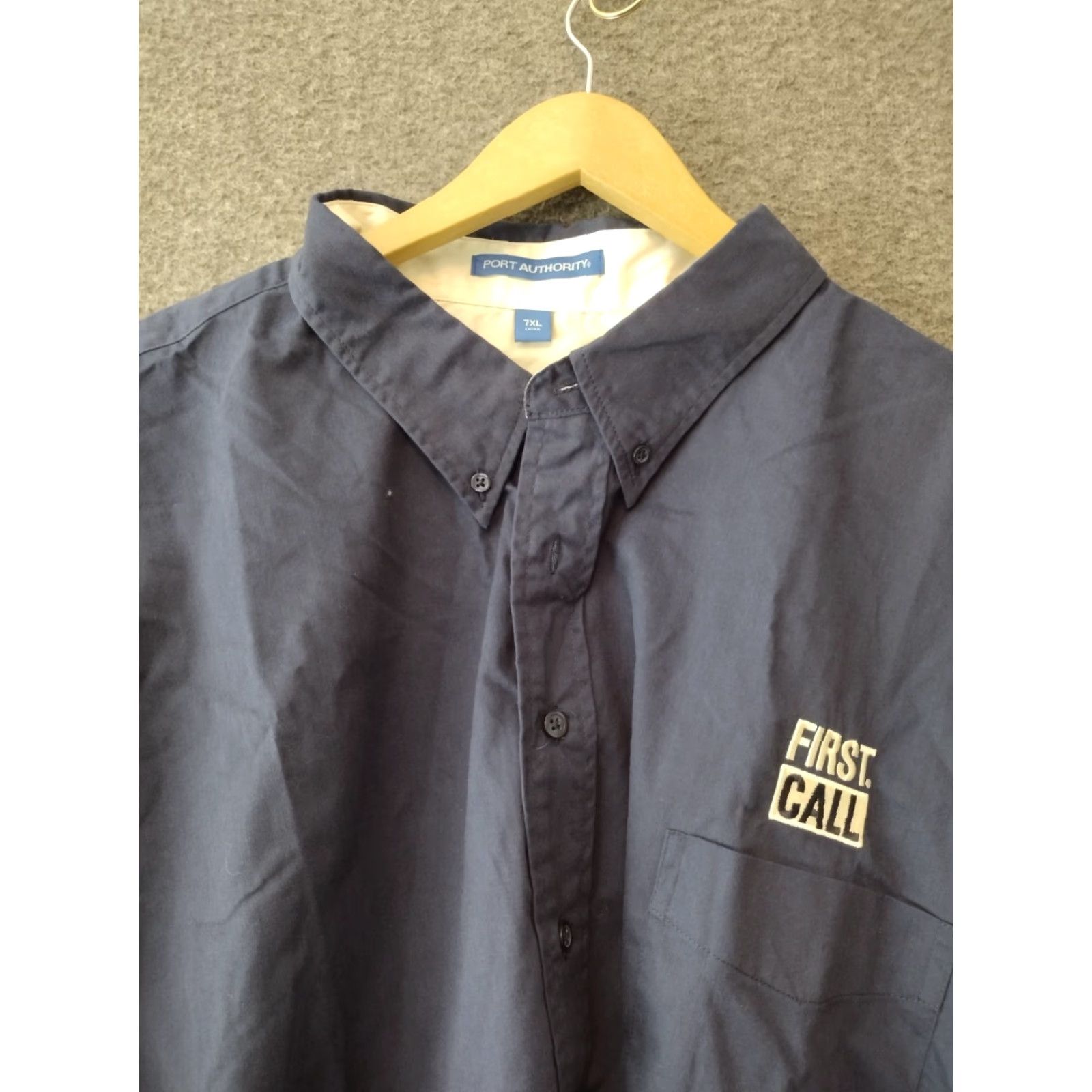 Port Authority Port Authority Men's First Call Logo Navy Collared Dress Button Shirt 7XL Navy Blue Solid Short Sleeve Button-Up Shirt Mens Regular XS-7XL Size 48R - 3 Thumbnail