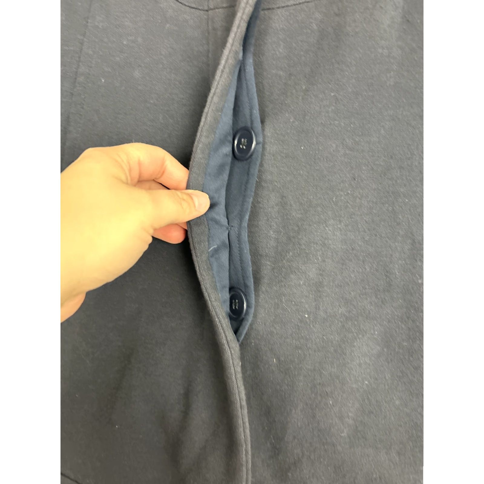 Anthropologie VINTAGE Elevenses Navy Pea Coat Coat Women 6 Cotton Wool Blend Double Clasp Hidden Button Blue 90s Mens? Size M / US 6-8 / IT 42-44 - 7 Thumbnail