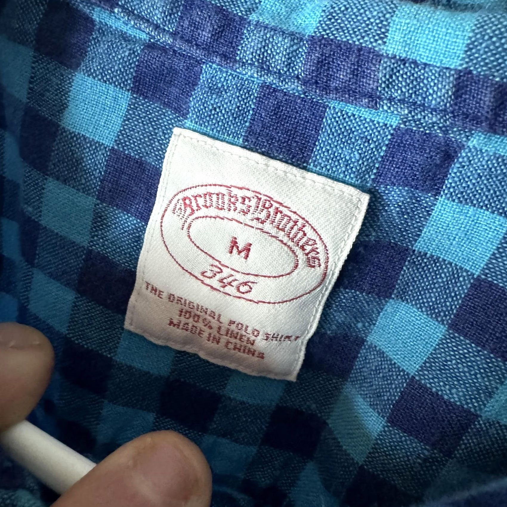 Brooks Brothers VINTAGE Brooks Brothers Shirt Mens Medium Blue Gingham Linen Button-Down Short Sleeve Size US M / EU 48-50 / 2 - 7 Thumbnail